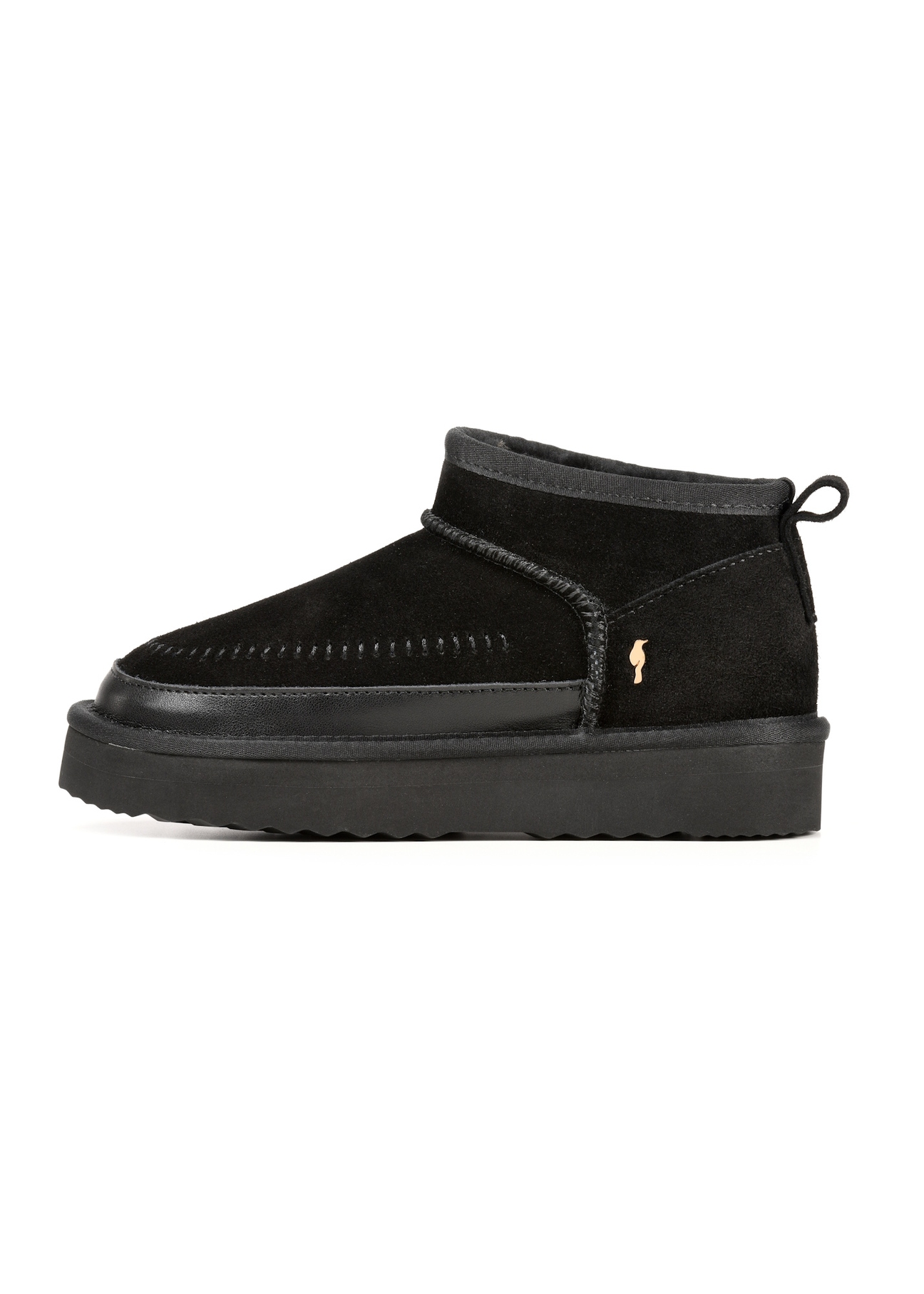 Black women's snow boots BUTYD-1220-99(Z25) - side view of the product on a white background.