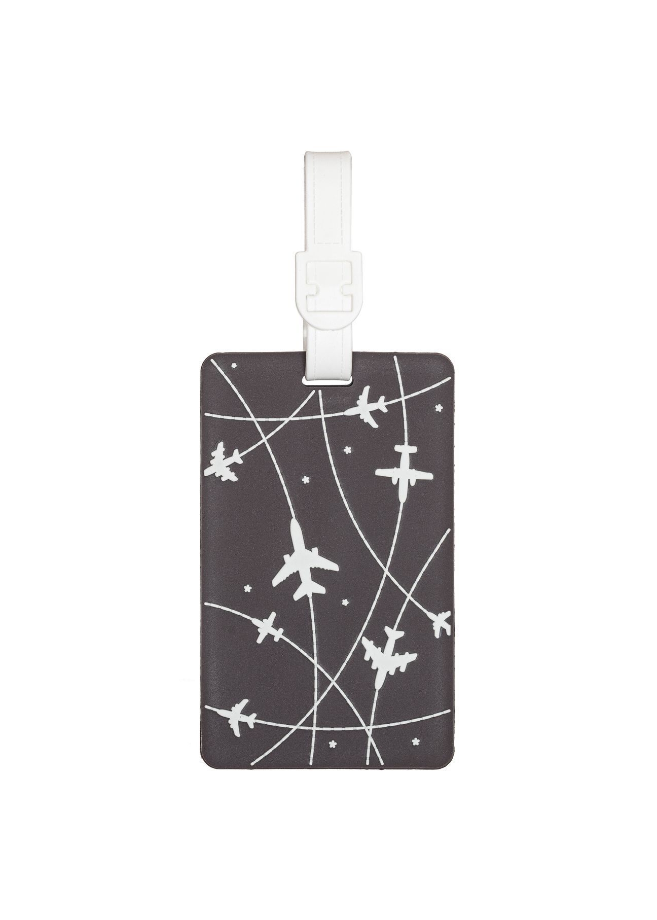 Luggage tag with airplanes AW-012-0013-9C(W26), front view of the product on a white background.