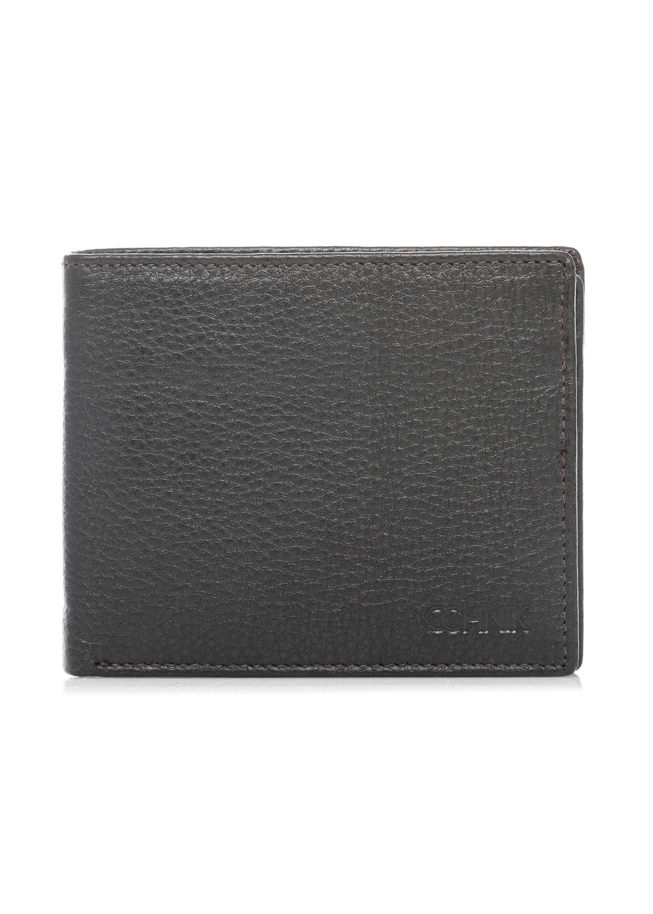 Dark brown small leather men's wallet PORMS-0687-1I(W26) - front product view, on white background.