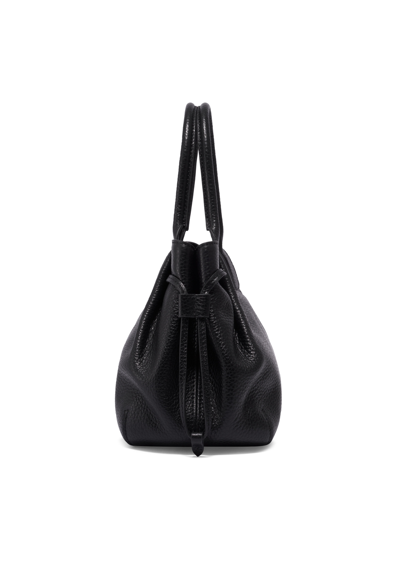 Women's leather handbag in black color TORES-1361-9I(Z26), side view of the product on a white background.