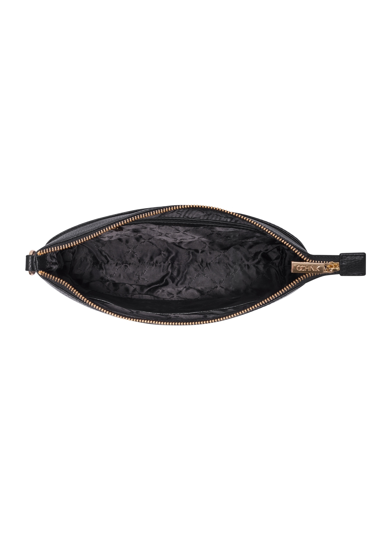 Black women's handbag made of natural pea leather TORES-1424-9I(Z26), product view inside on white background.