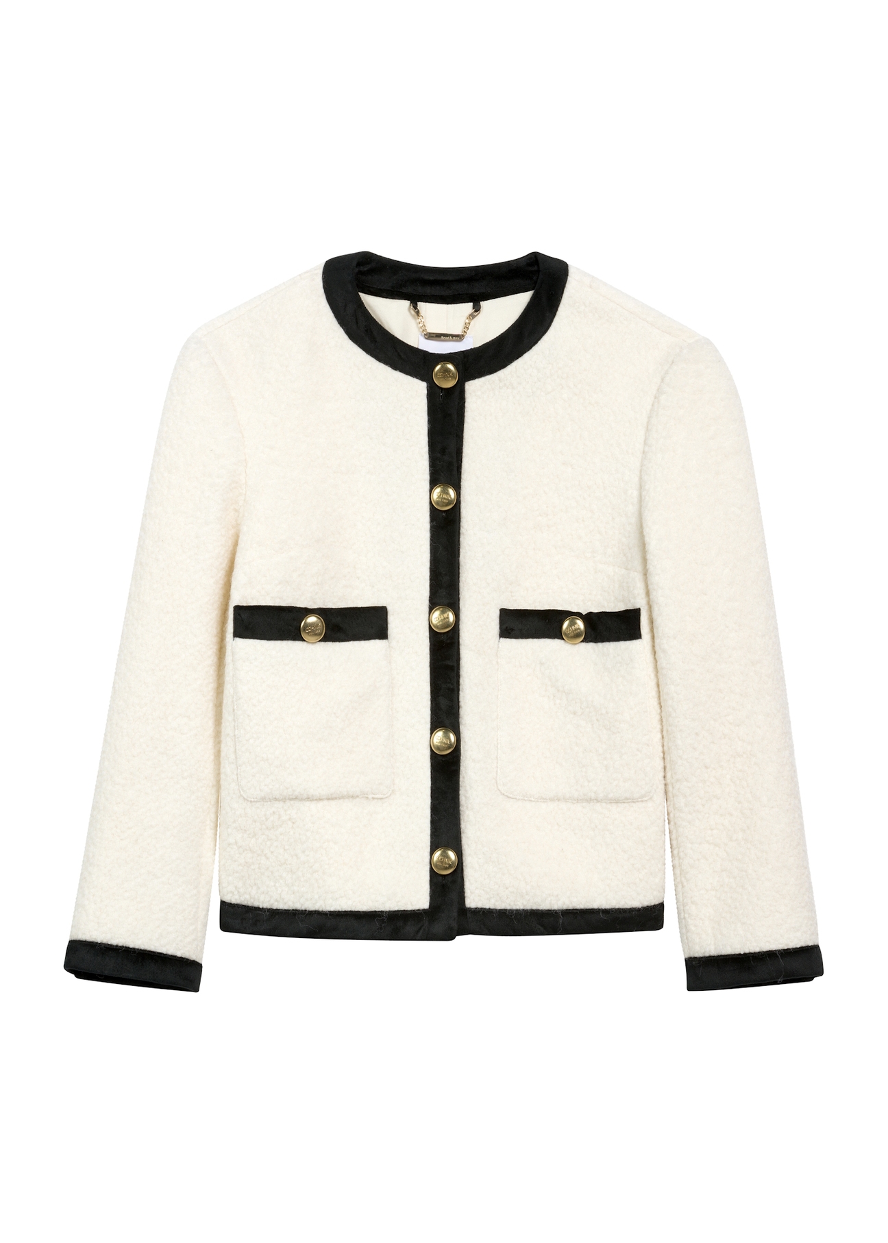 Cream short women's wool jacket FUTDW-0037-12(Z25), product view from the front on a white background.
