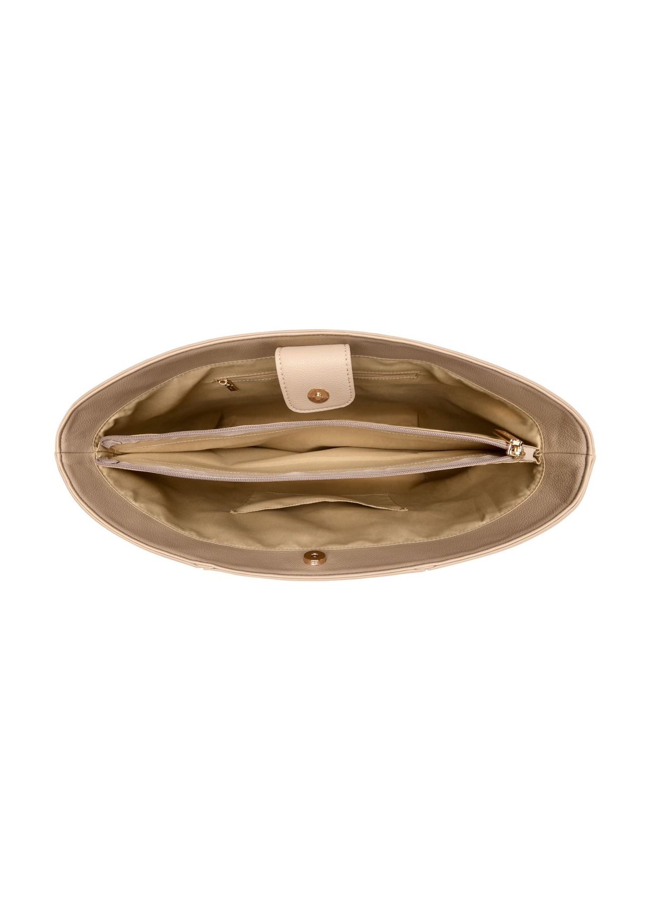 Beige women's shopper bag TOREC-1241-1B(Z26) - product view from above, on a white background.