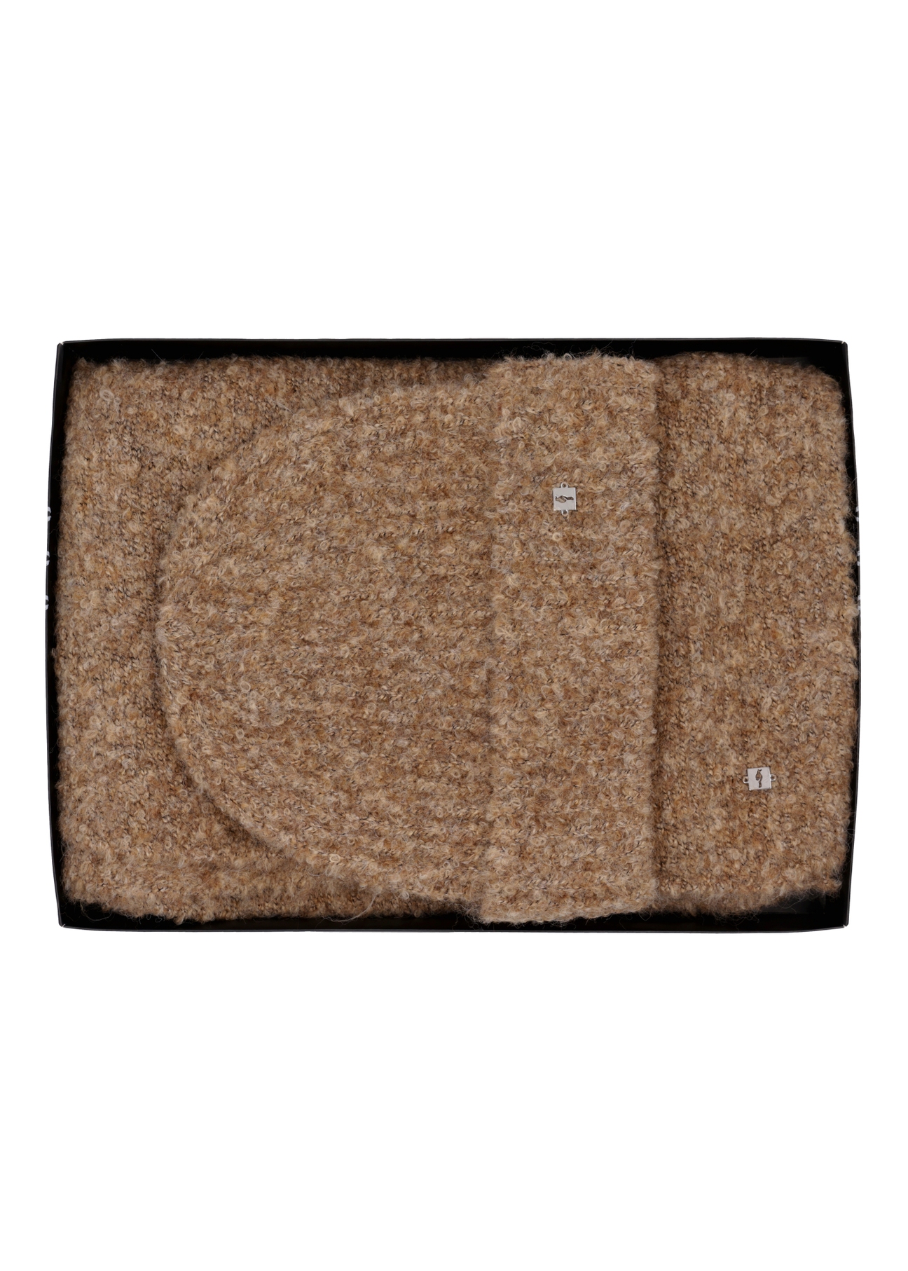 Brown wool-blend hat and scarf set ZESTD-0013-1G(Z26), front view on a white background.