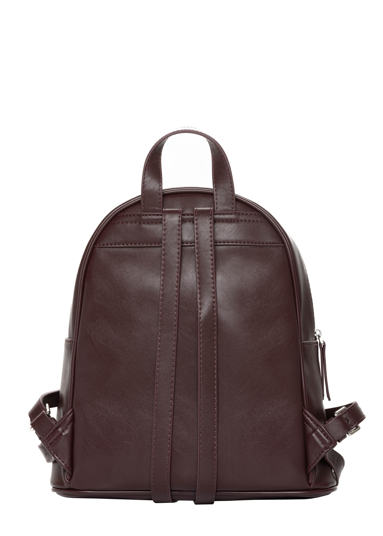 Burgundy women's backpack TOREC-1263-4D(Z26). Back view on white background.