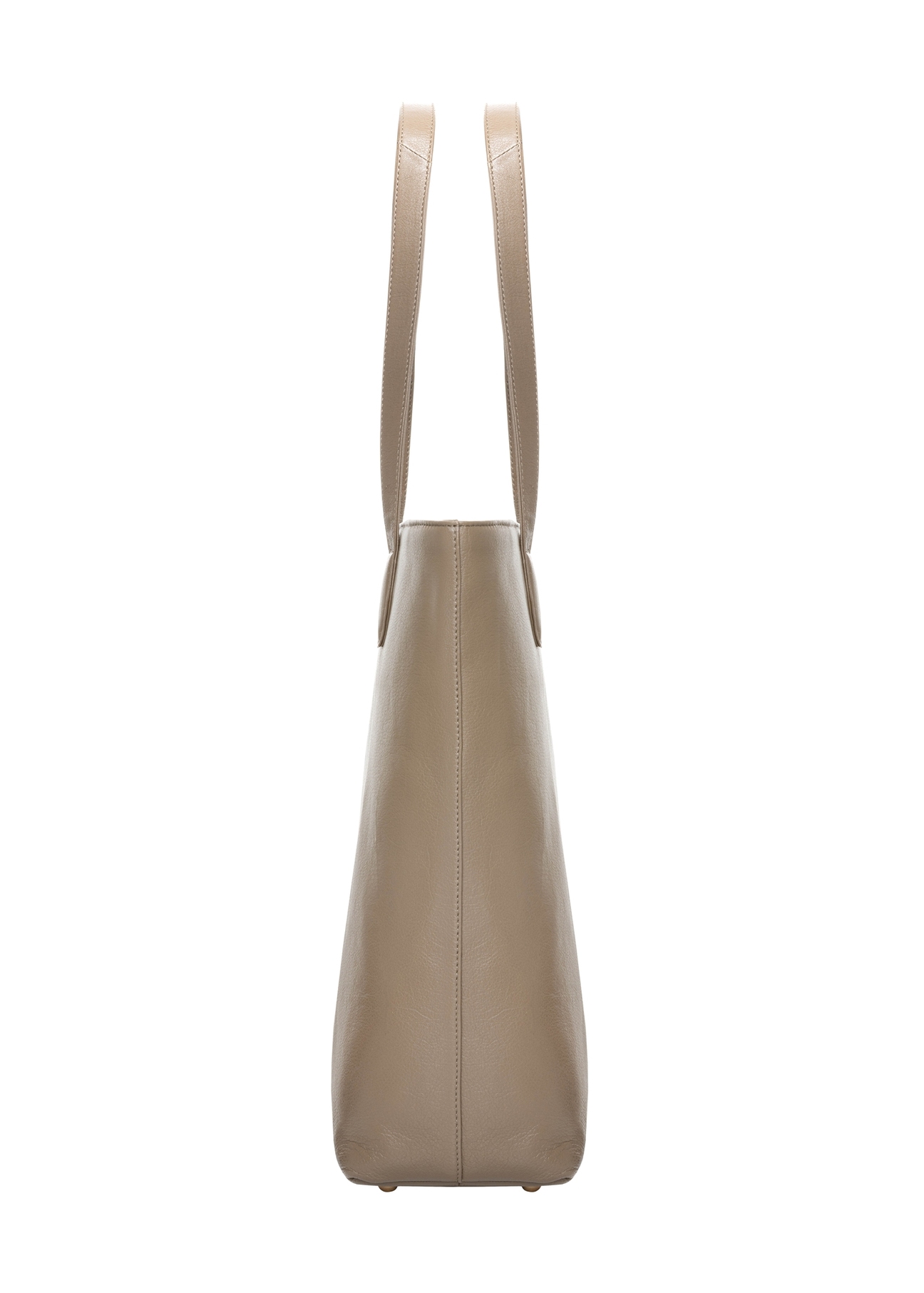 Cool beige leather shopper bag TORES-1312-1K(Z26). Side view on a white background.