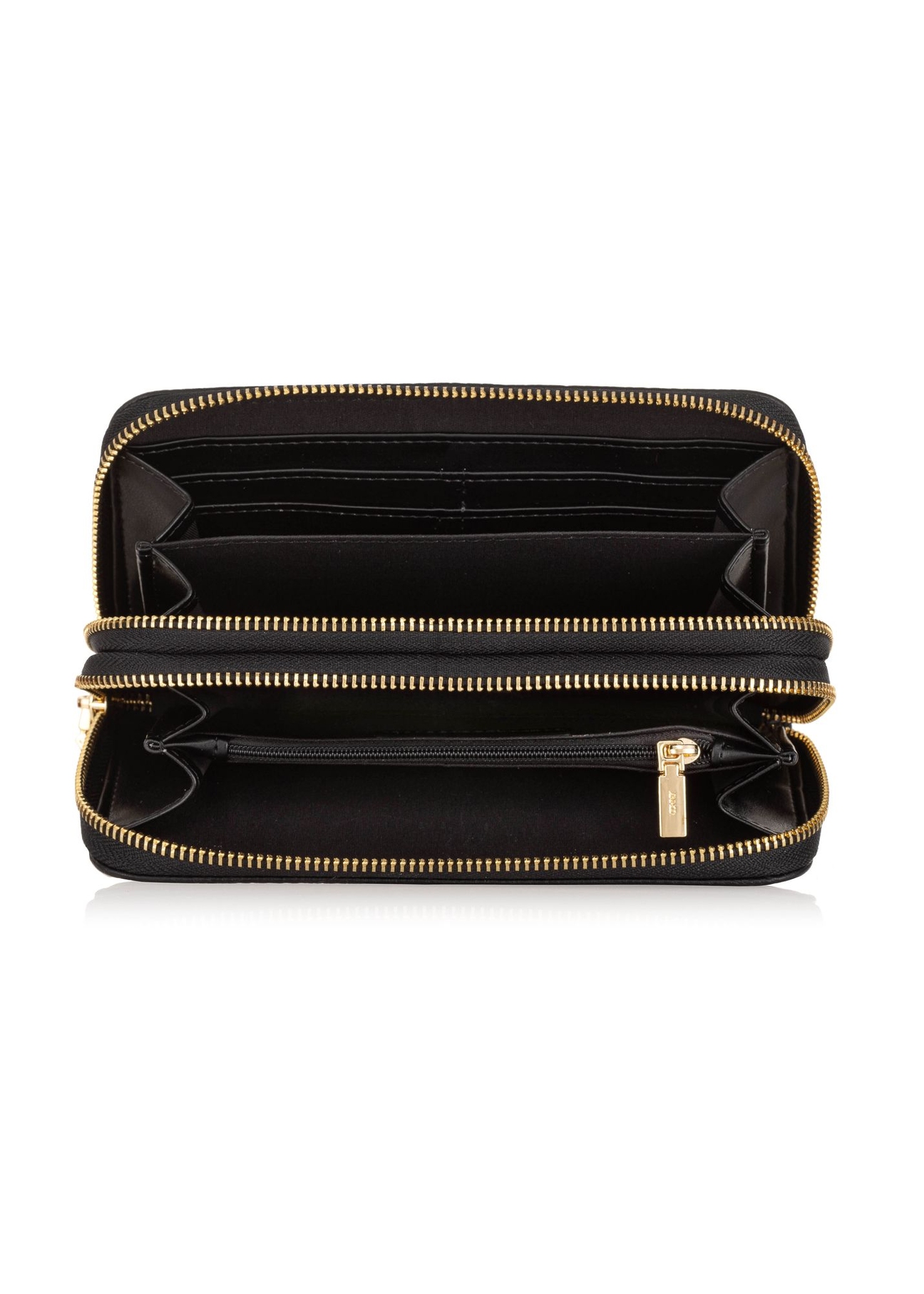 Women's two-compartment black wallet POREC-0376-99(W24)-06