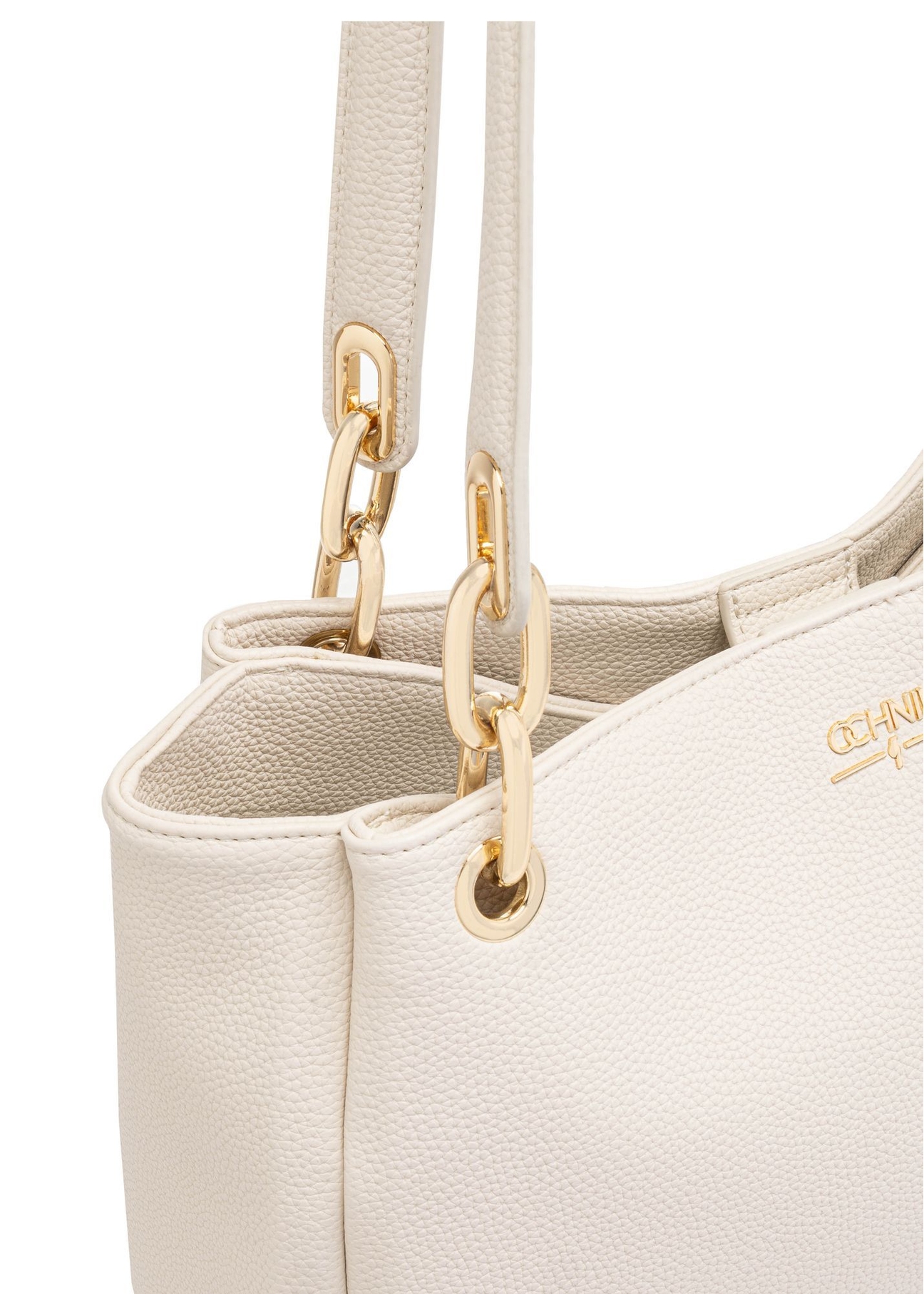 Cream women's imitation leather handbag TOREC-0998-12(W25)-06