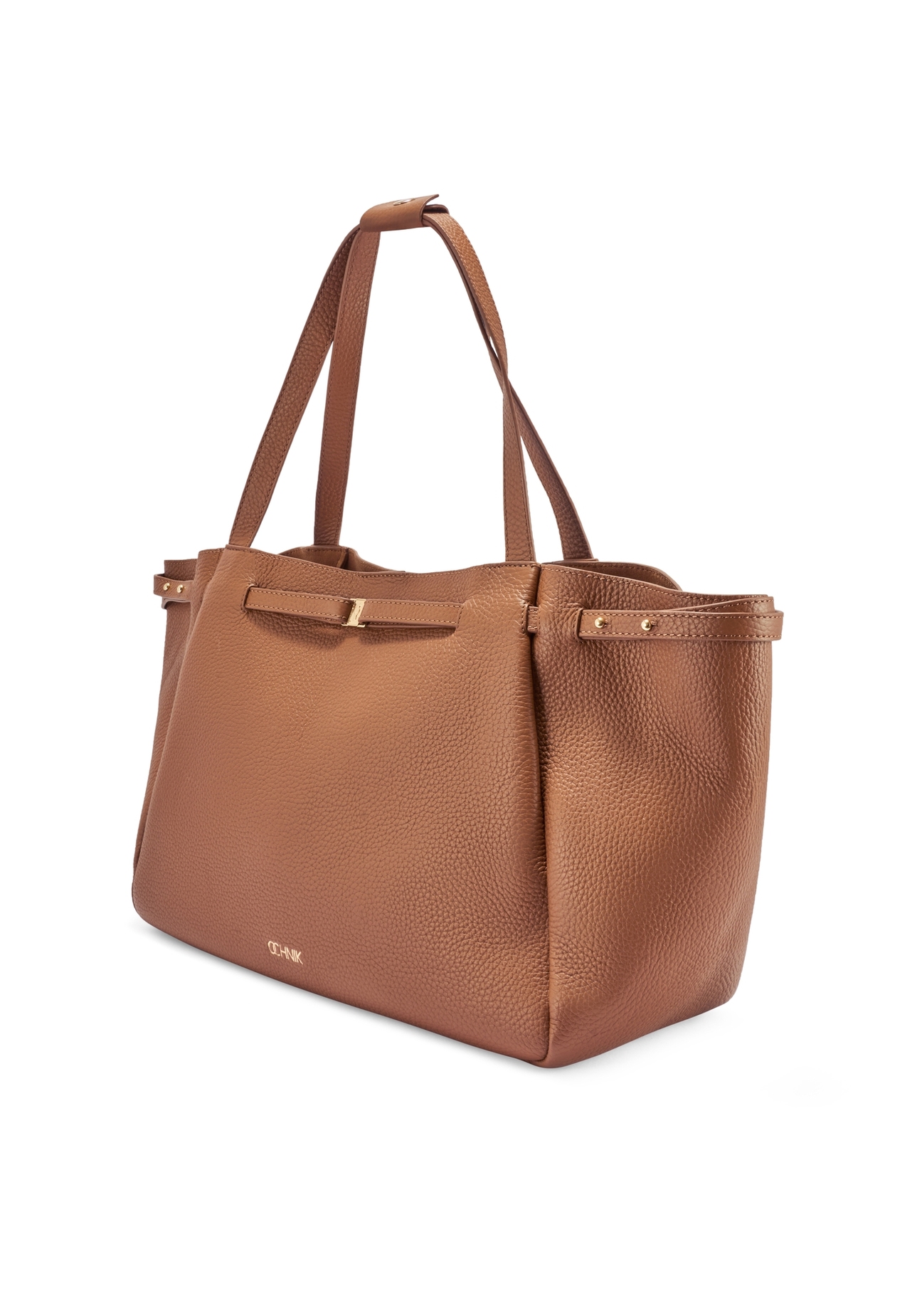 Camel-colored leather shopper bag TORES-1207-1D(W26)