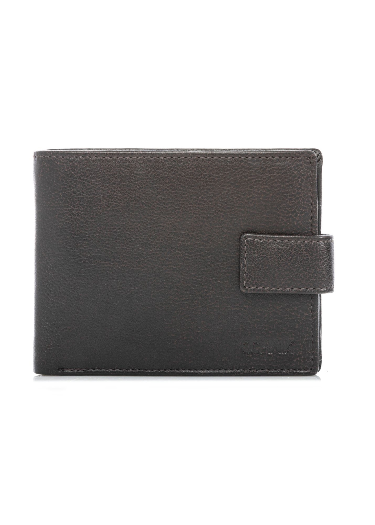 Brown leather men's wallet PORMS-0684-1I(W26) - front product view, on white background.