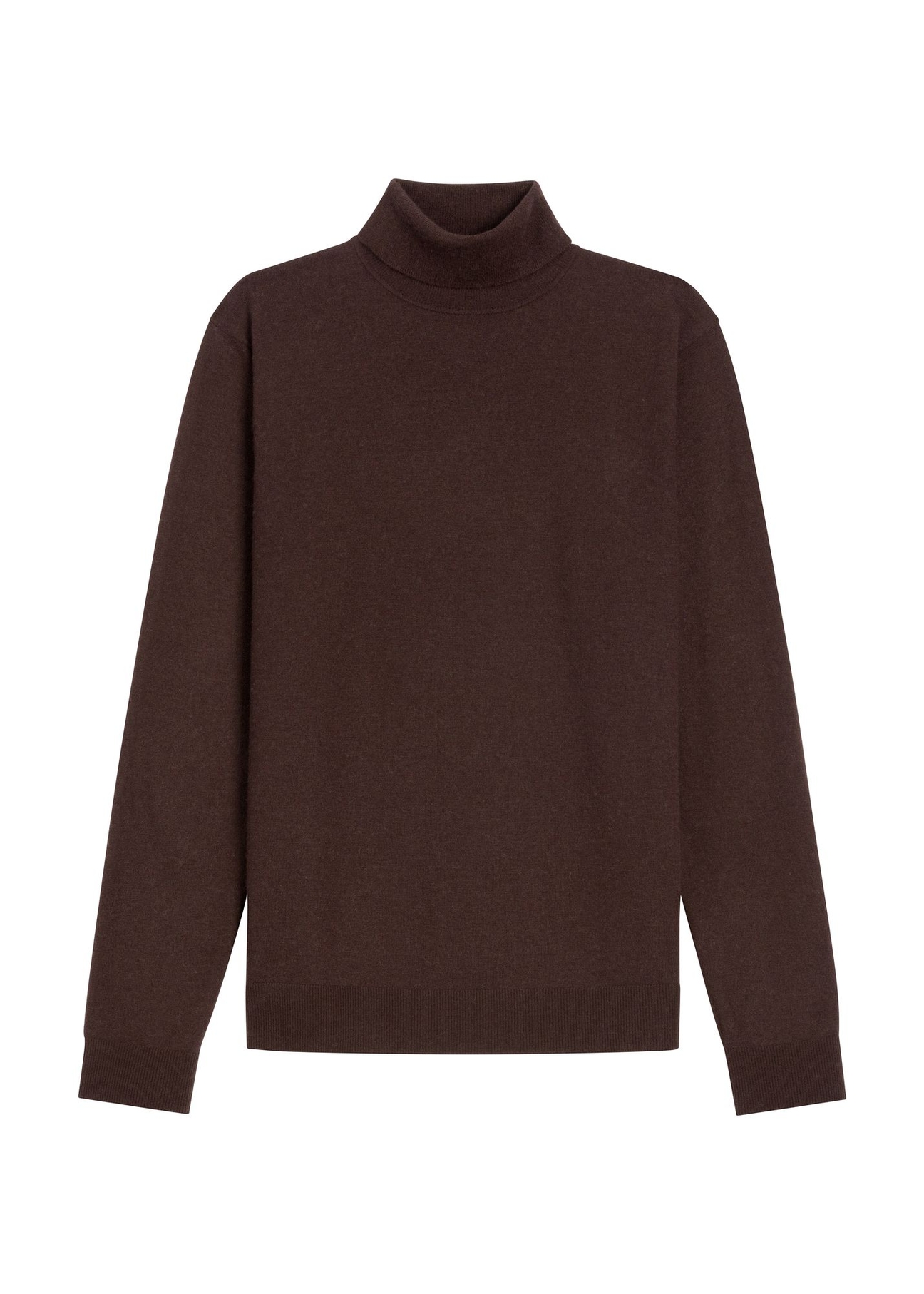 Men's wool turtleneck in dark brown color SWEMT-0198-1I(Z26) - front product view, on a white background.