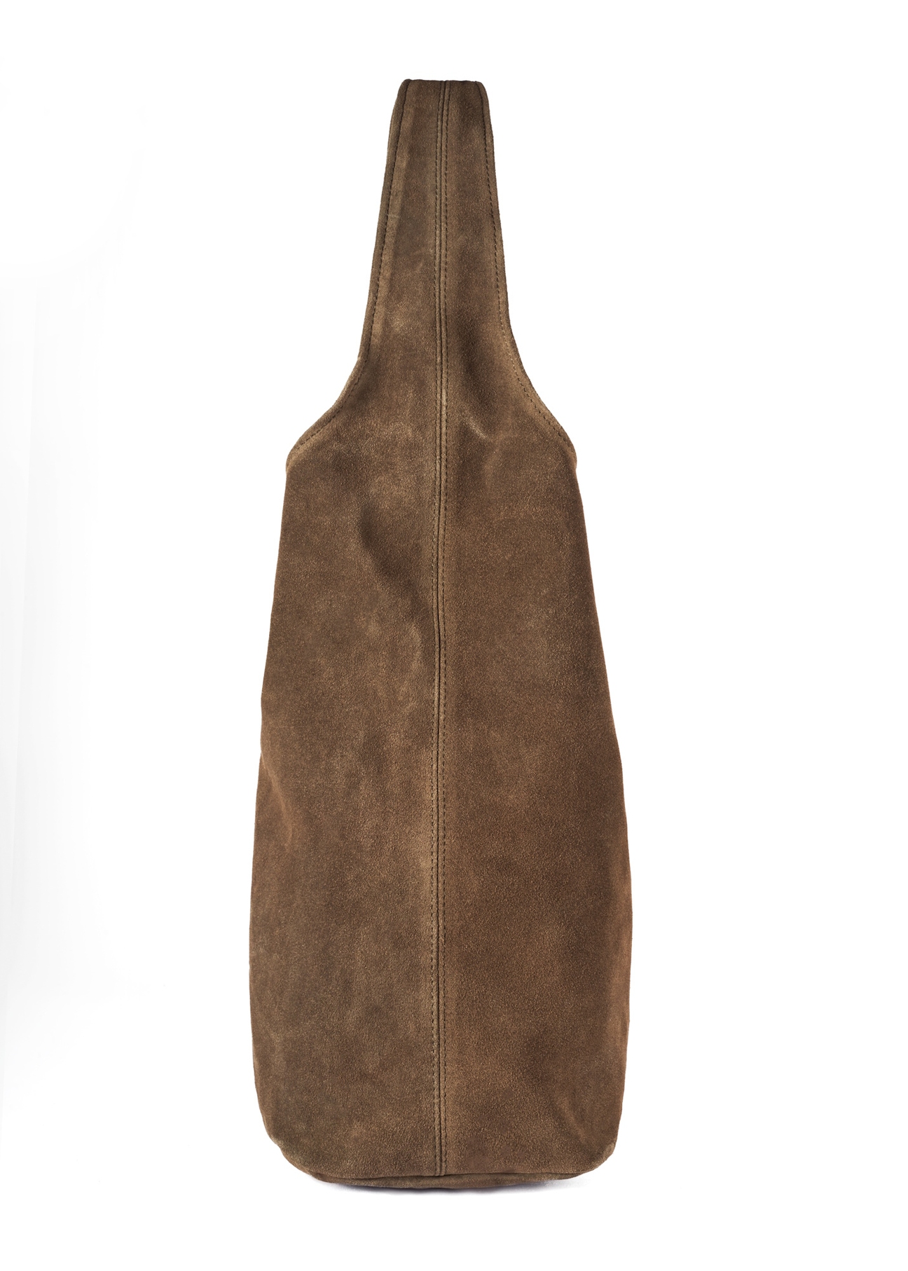 Women's suede shopper bag khaki TORES-1177-57(Z25), side view of the product on a white background.