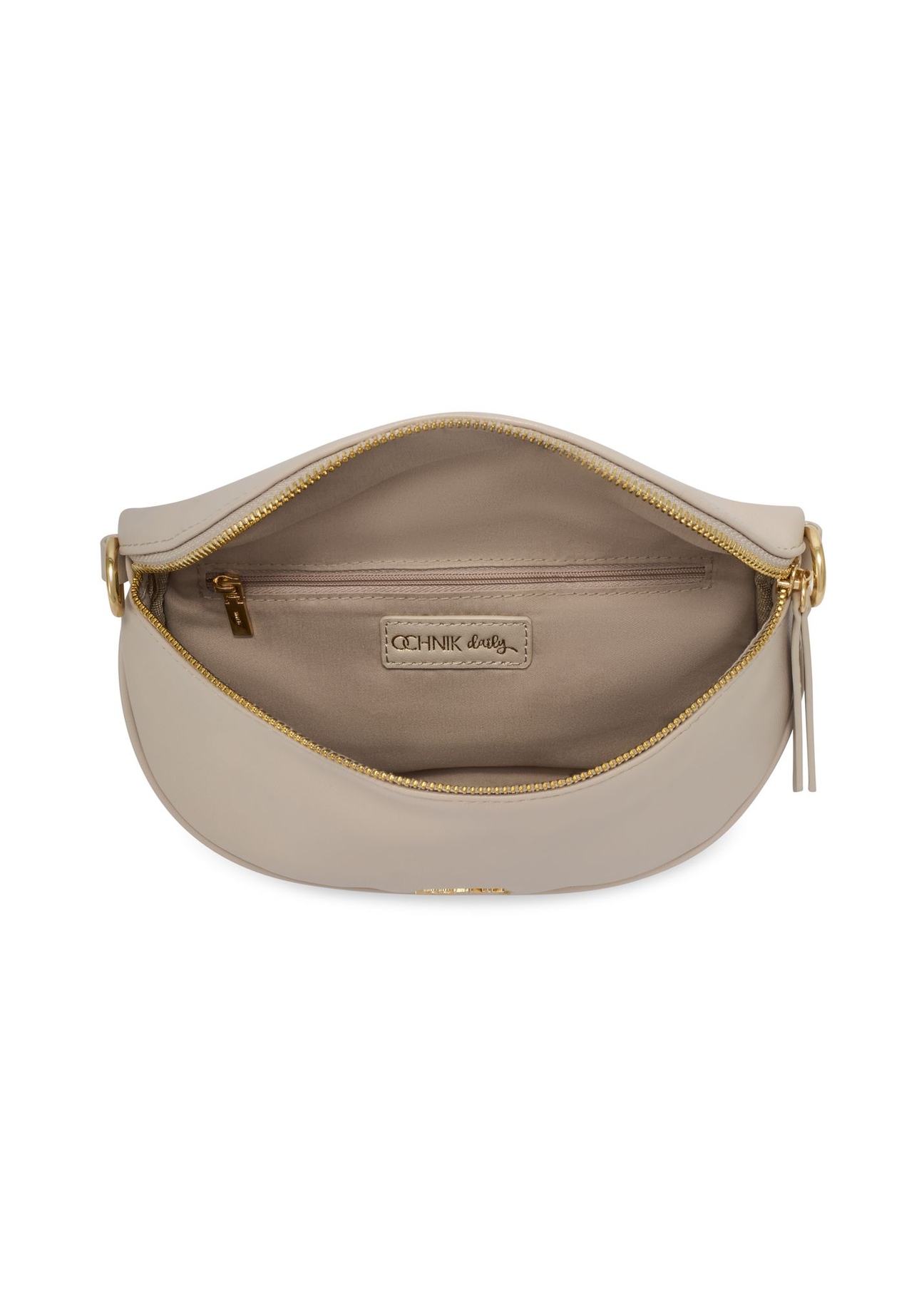 Cream women's waist bag TOREC-1191-0B(W26) - product view from above, on a white background.