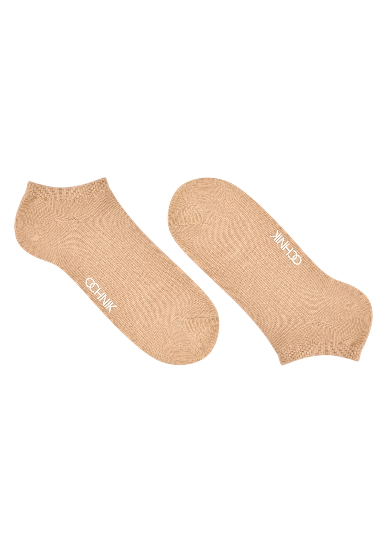 Women's short beige socks SKADT-0053B-1B(W26), side view of the product on a white background.