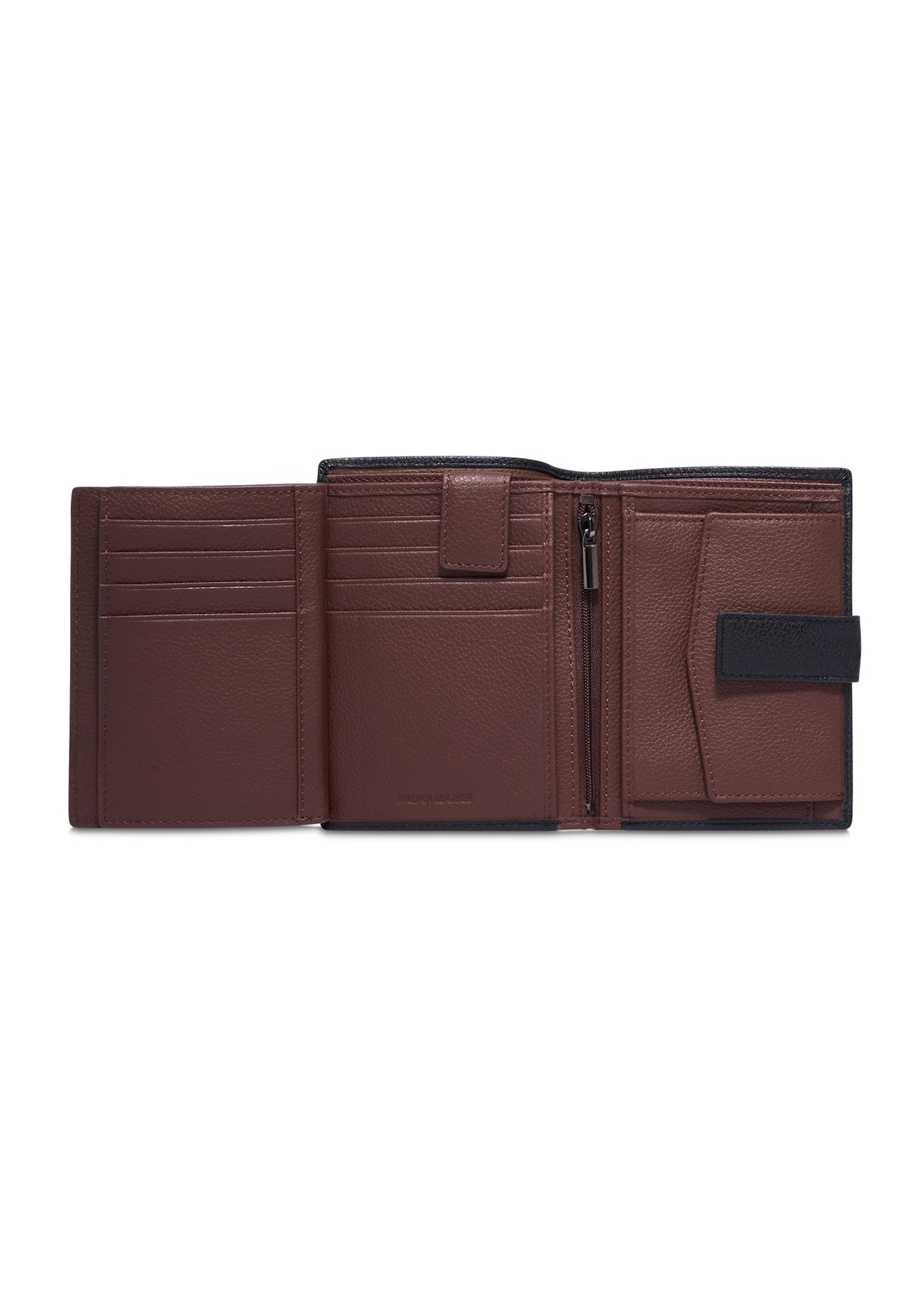 Black men's leather wallet PORMS-0720-99(Z26), product view inside on white background.