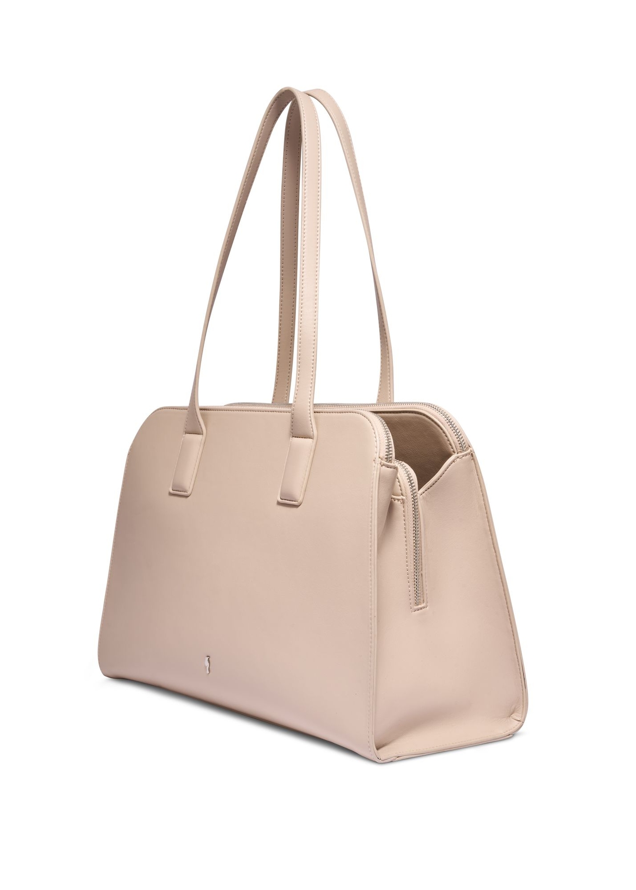Large ecru handbag TOREC-1323-0B(Z26) - diagonal product view, on a white background.