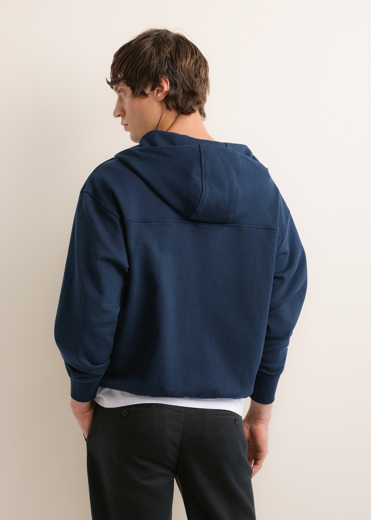 Men's dark navy cotton hoodie BLZMT-0087-7E(Z26)