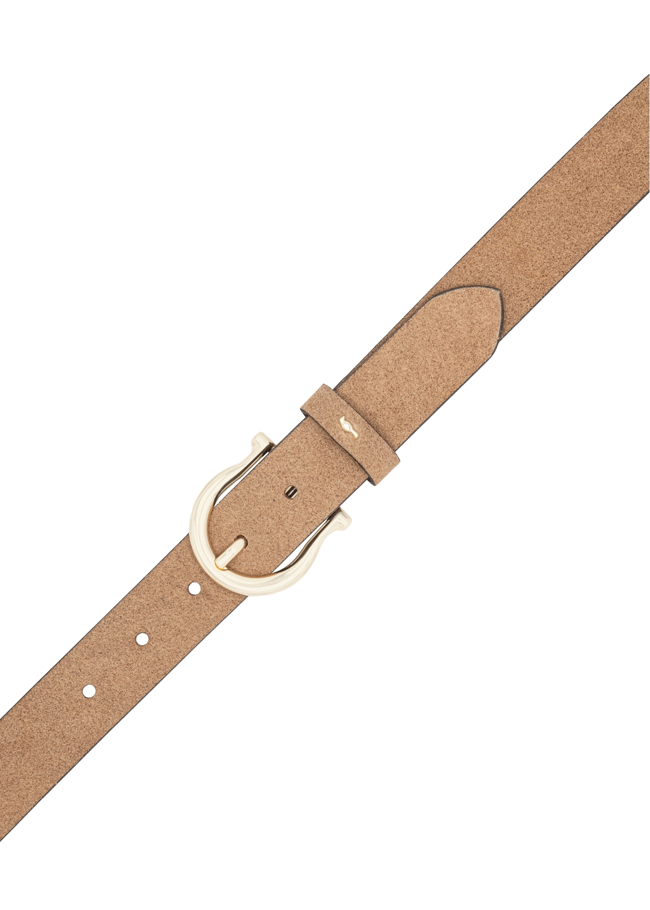 Beige women's leather belt PASDS-0274-1B(W26) - product view from above, on a white background.