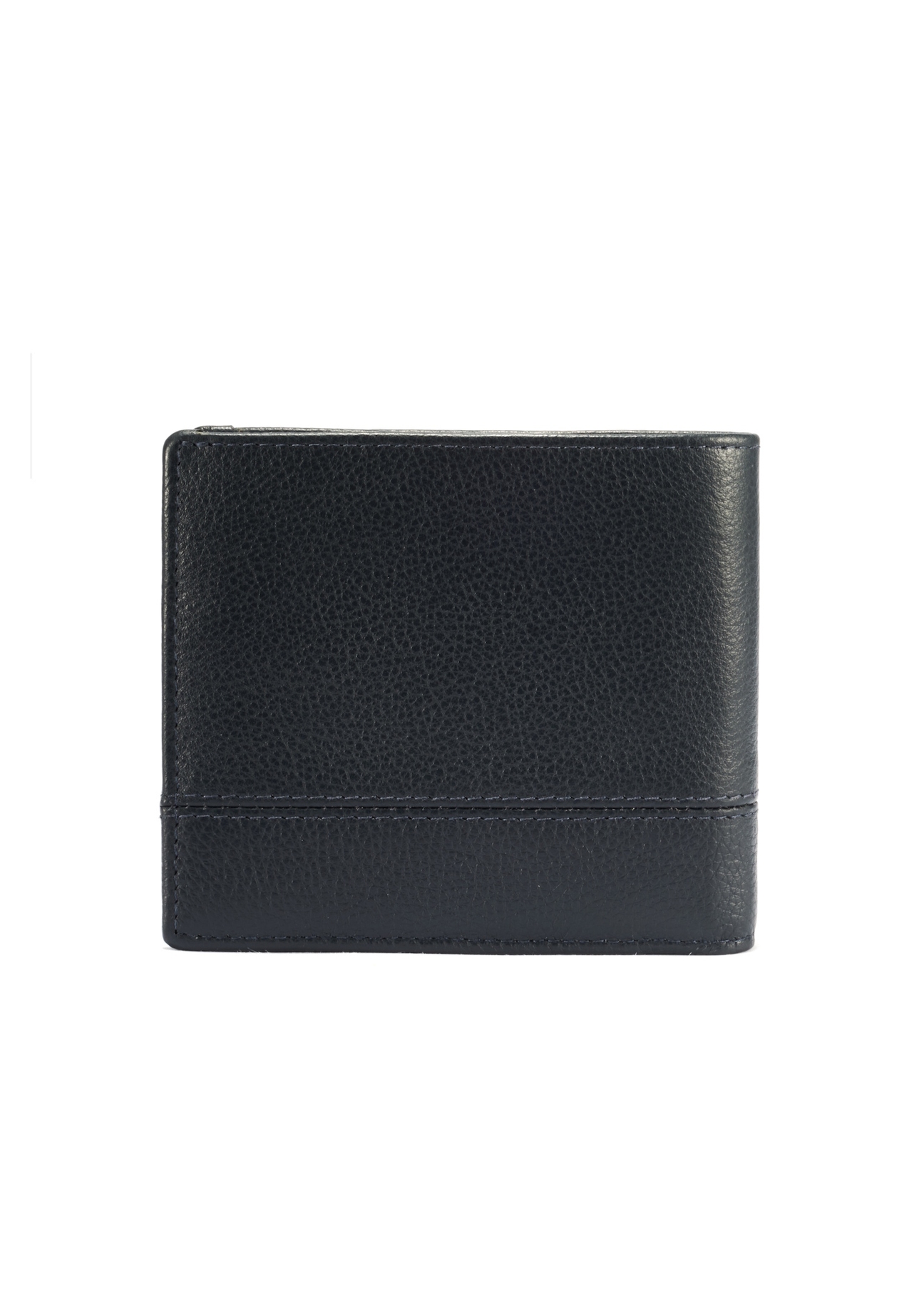 Navy blue men's leather wallet PORMS-0009B-69(W25), back view of the product on a white background.