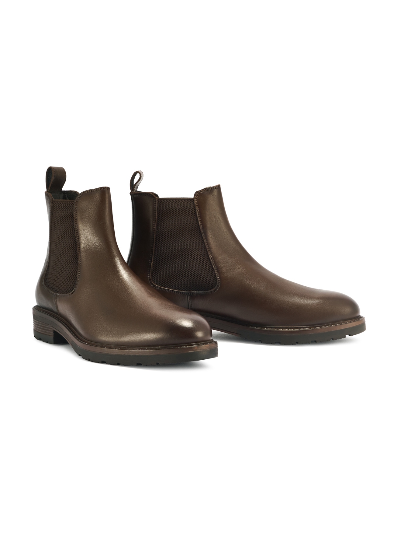 Men's brown leather Chelsea boots BUTYM-0521-89(Z25), diagonal product view on white background.