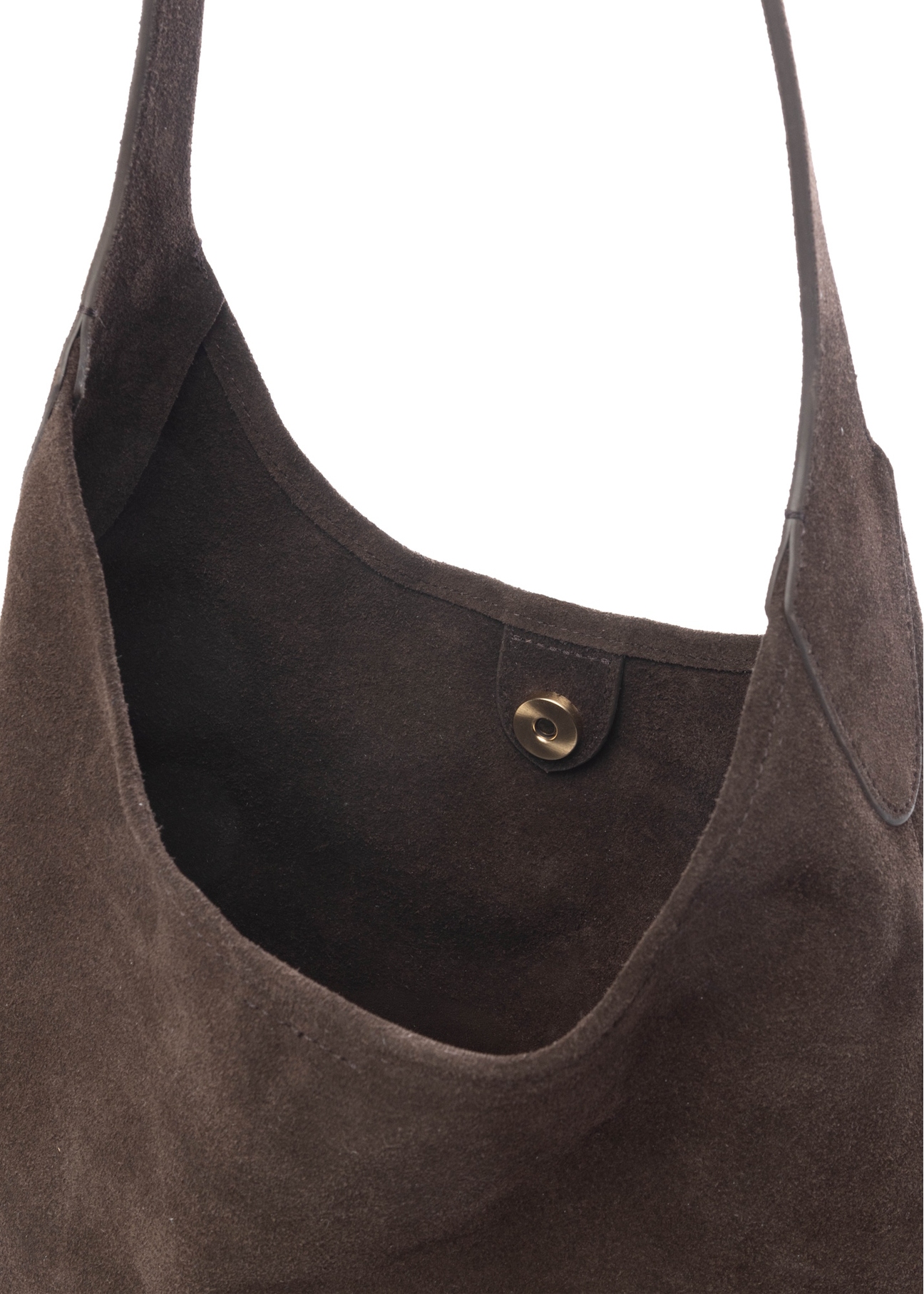 Brown suede women's handbag TORES-1308-1I(W26), close-up detail on white background.