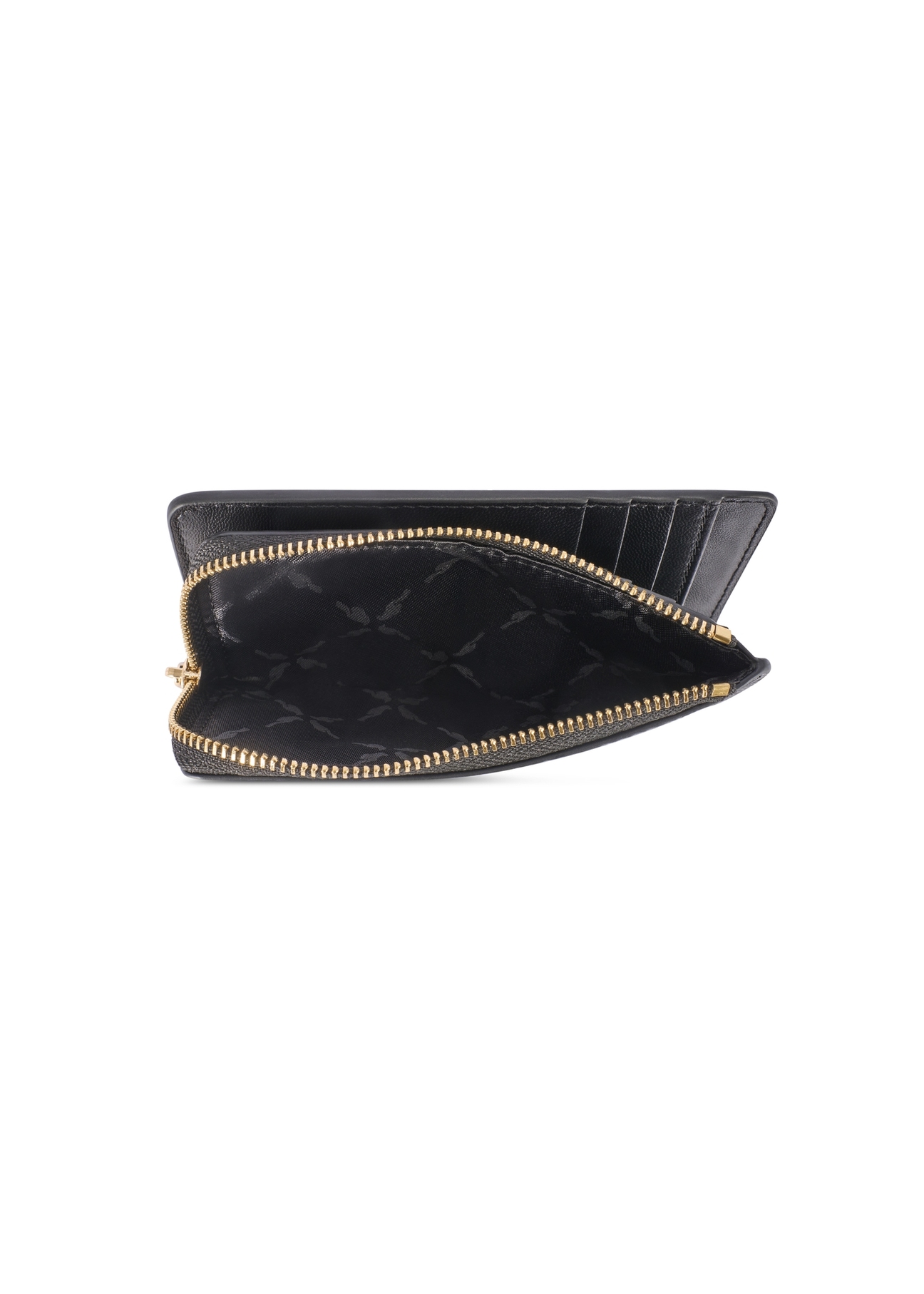 Women's leather wallet in black color PORES-0977R-9I(W26), product view inside on white background.