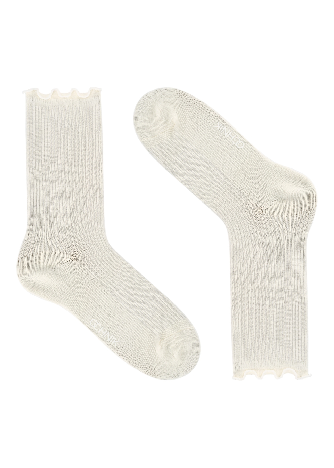 Set of ecru women's socks ZESDT-0037-12(Z25), view of one pair of the product on a white background.