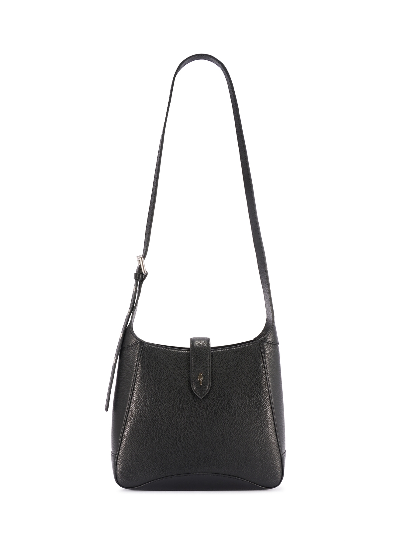 Black leather shoulder bag TORES-1211-9I(W26) - front product view, on white background.