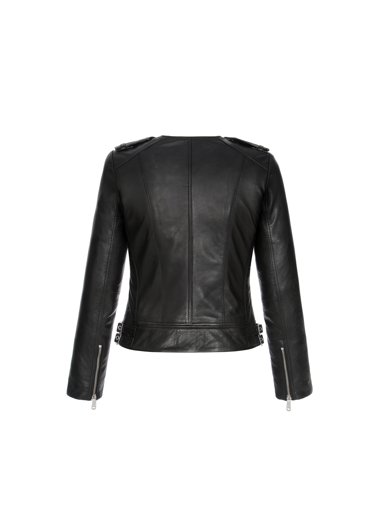 Women's leather jacket with epaulettes KURDS-0229-5477(KS)-03