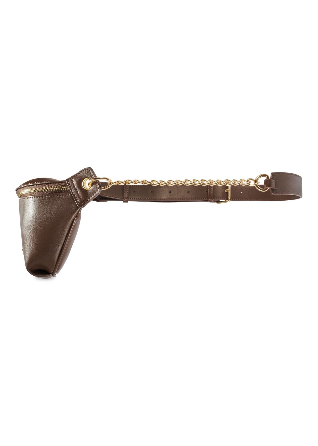 Brown women's waist bag TOREC-0788-1H(Z26) , product view from the side on a white background.
