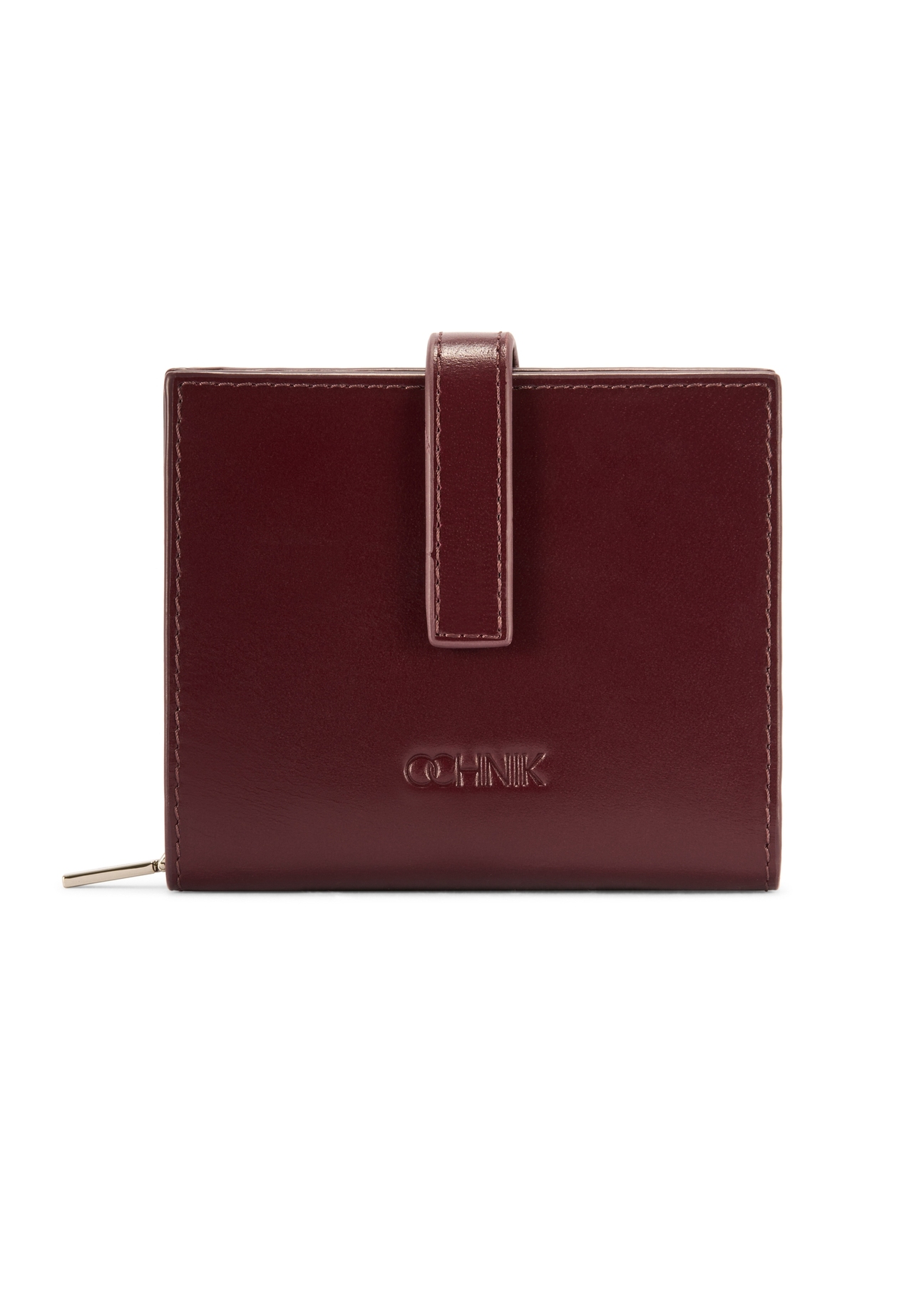 Burgundy leather women's wallet PORES-0975-49(Z25), product view from the front on a white background.