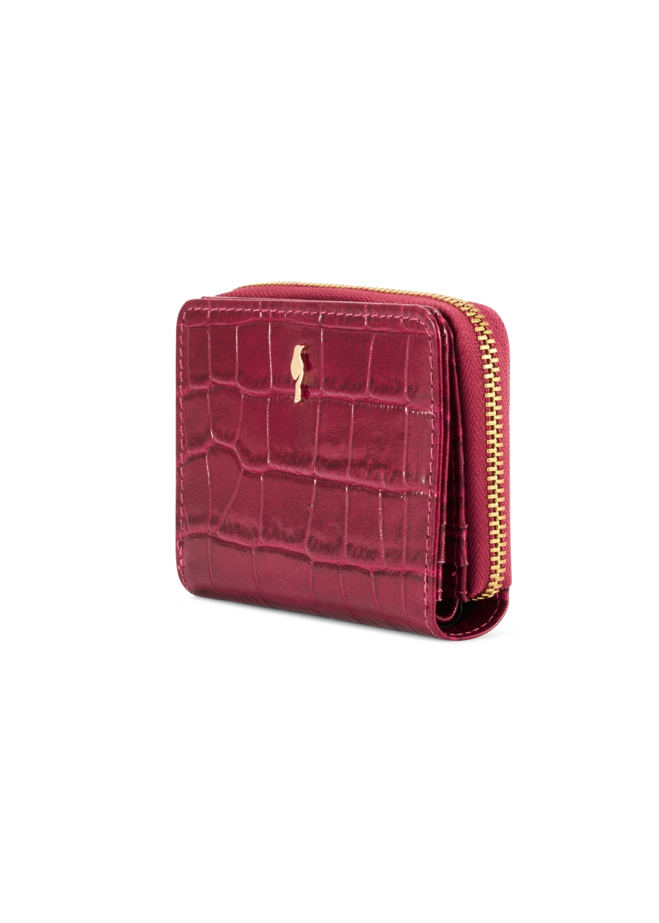 Pink croco women's wallet PORES-0888B-31(Z25), diagonal product view on white background.