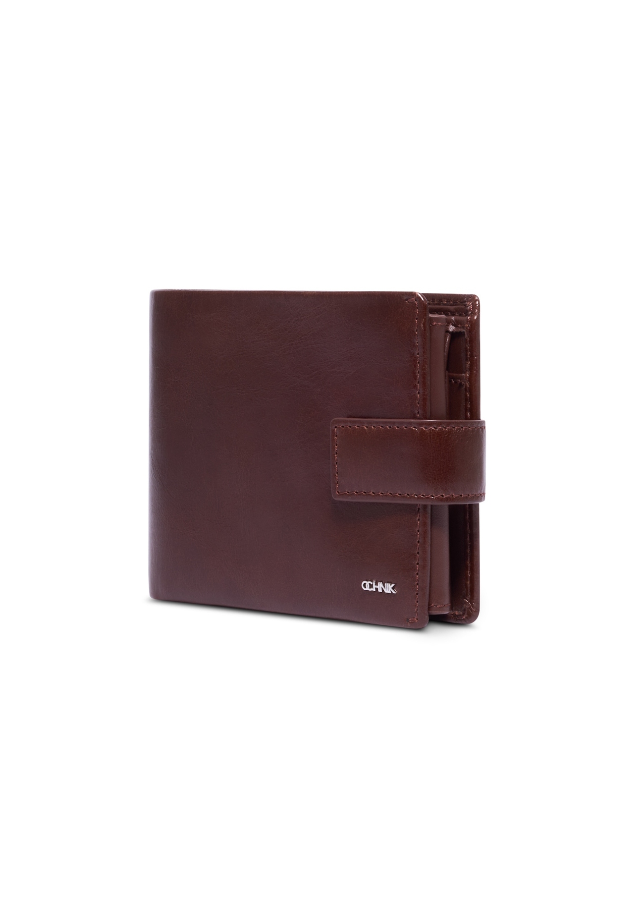 Men's brown leather wallet PL-191-1H(KS), diagonal product view on a white background.