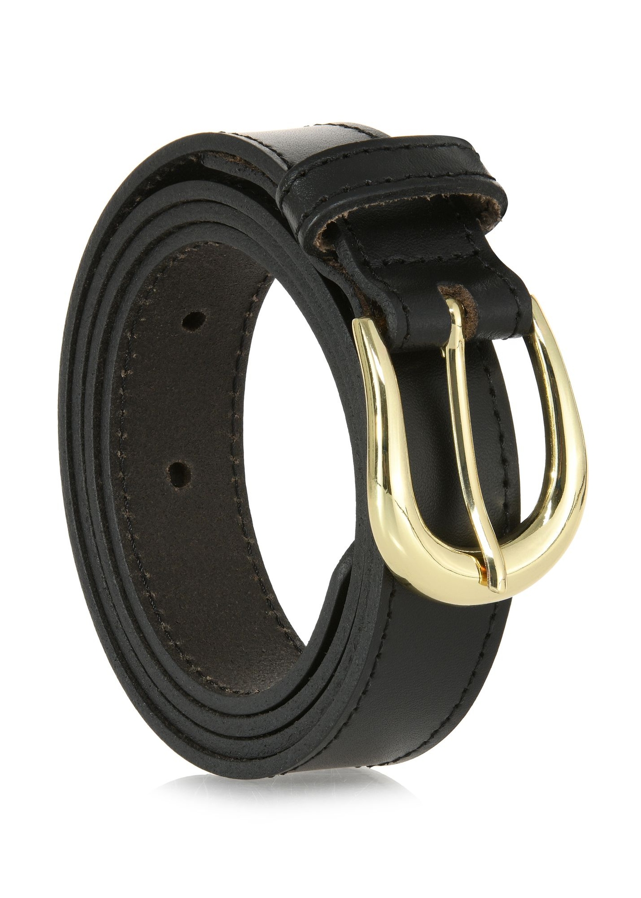Black leather women's belt PASDS-0303-99(W24)-02