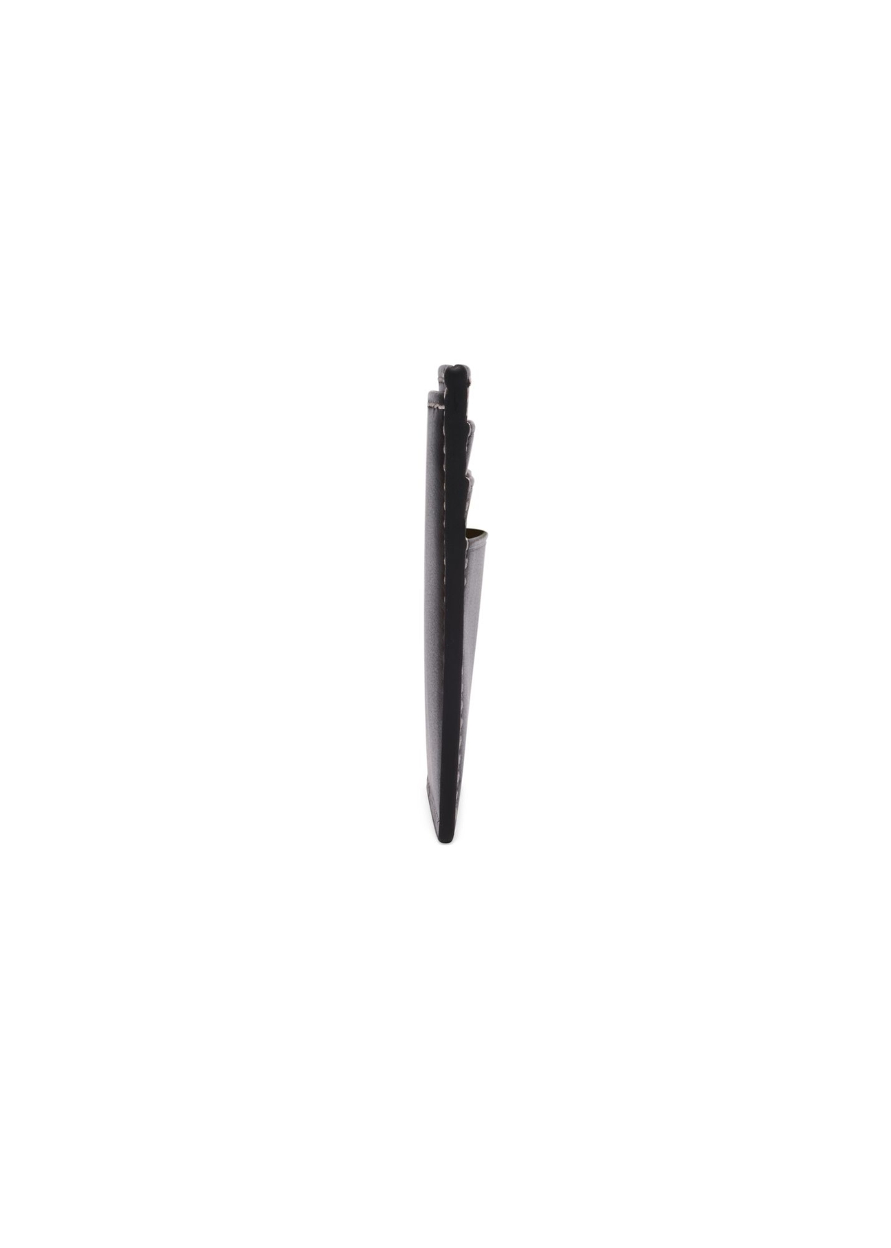 Black leather card case PORES-1005-99(Z26) - side view of the product, on a white background.