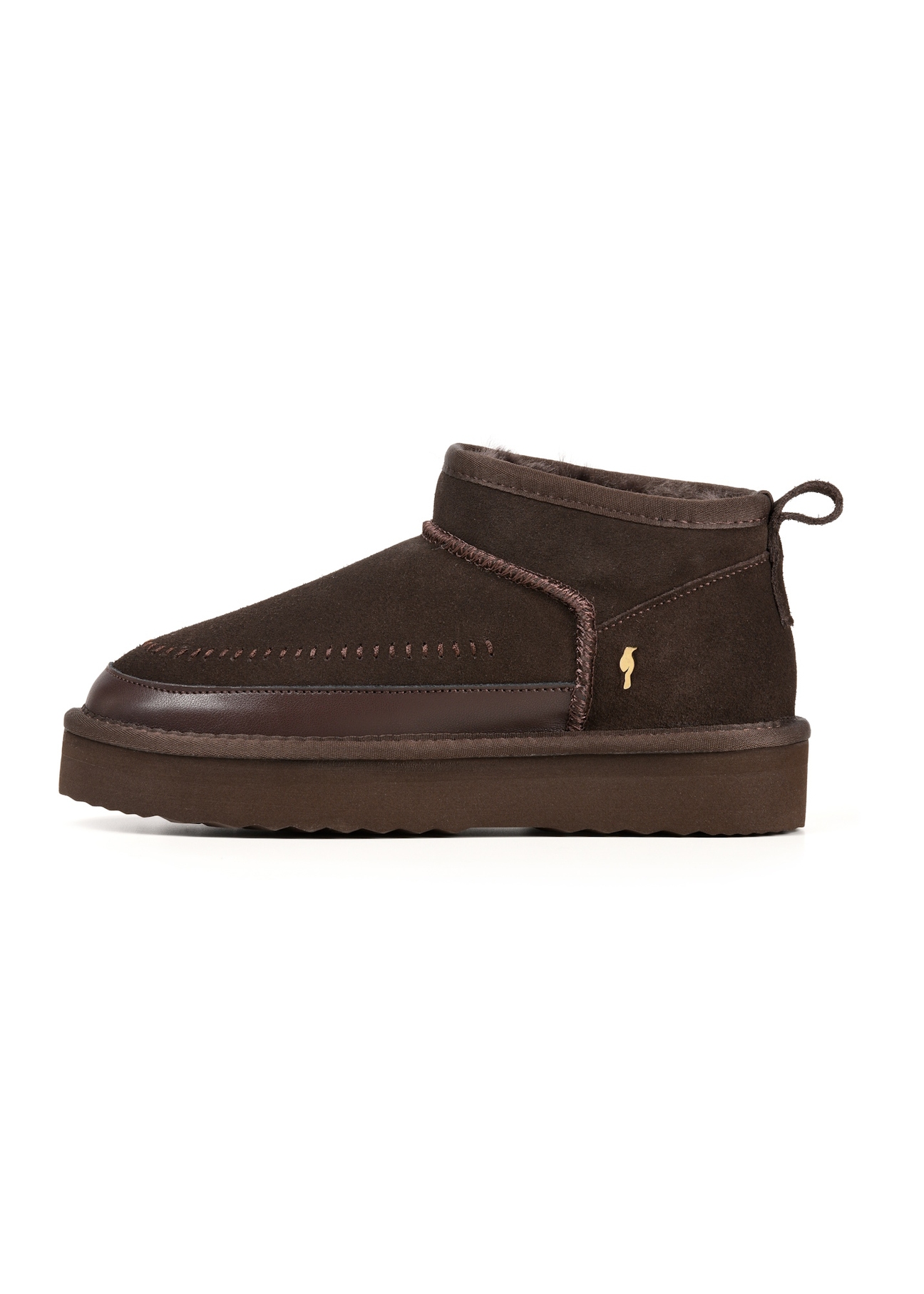 Brown women's snow boots BUTYD-1220-89(Z25) - side view of the product on a white background.