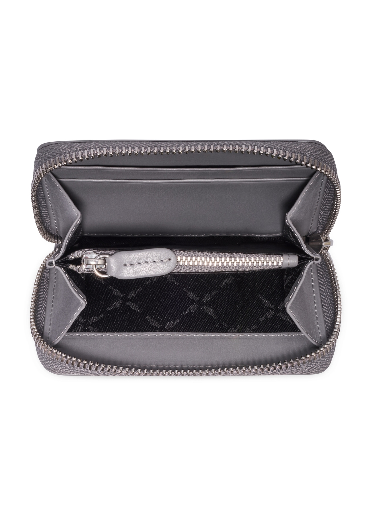 Graphite medium leather women's wallet PORES-1023-9D(Z26) - product view from above, on white background.
