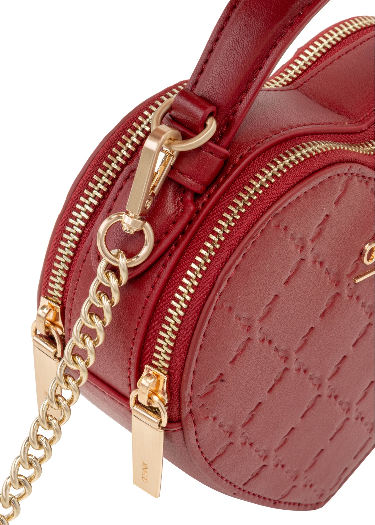 Red heart-shaped handbag TOREC-1154-4B(W26), close-up of product detail on white background.