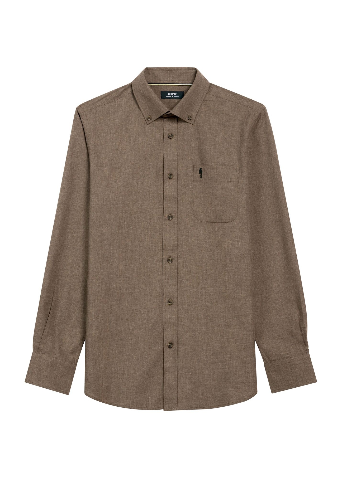 Men's brown shirt KOSMT-0299A-1I(Z26), product view from the front on a white background.