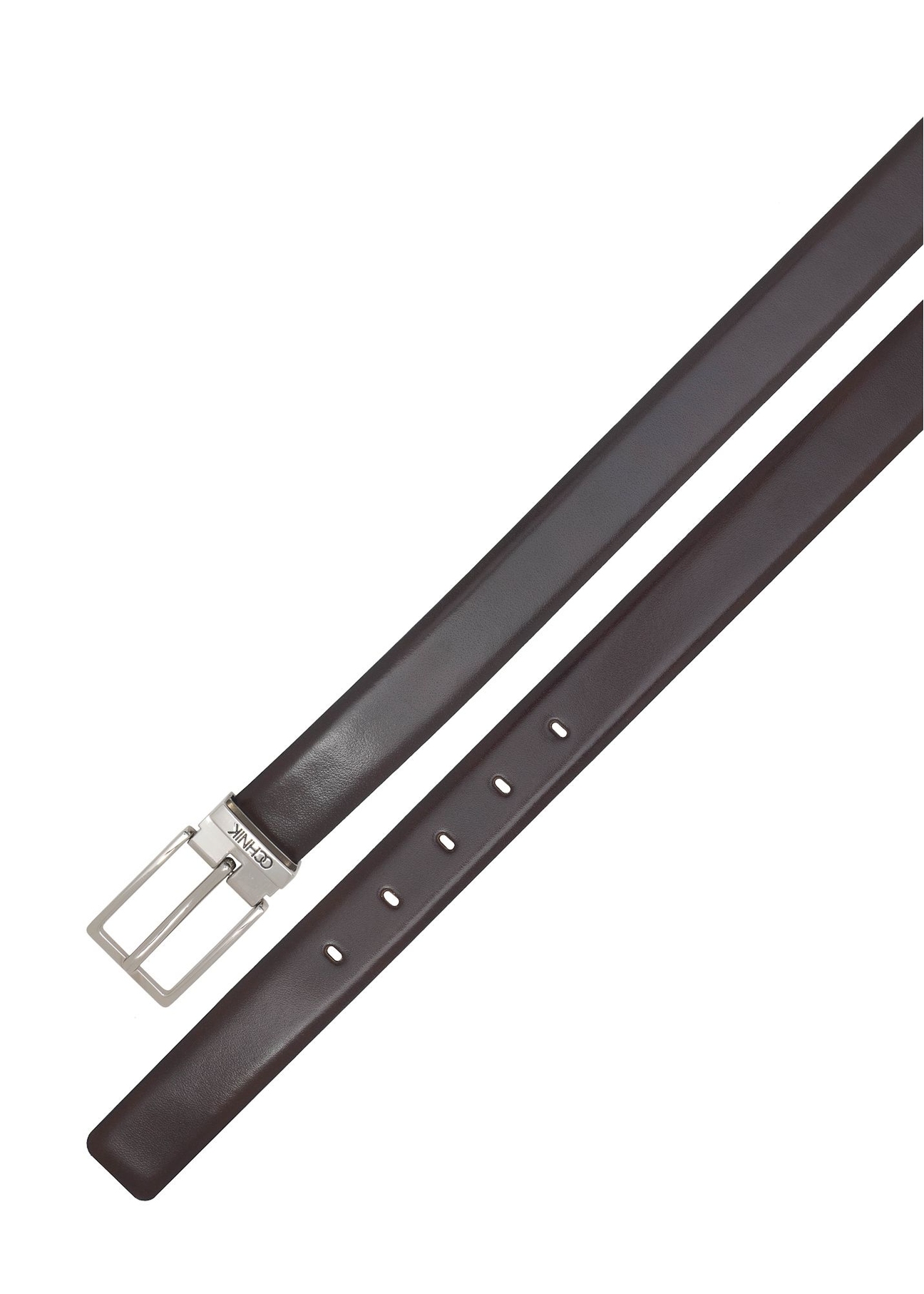Brown men's leather belt PASMS-0263-89(W25), close-up of the product on a white background.