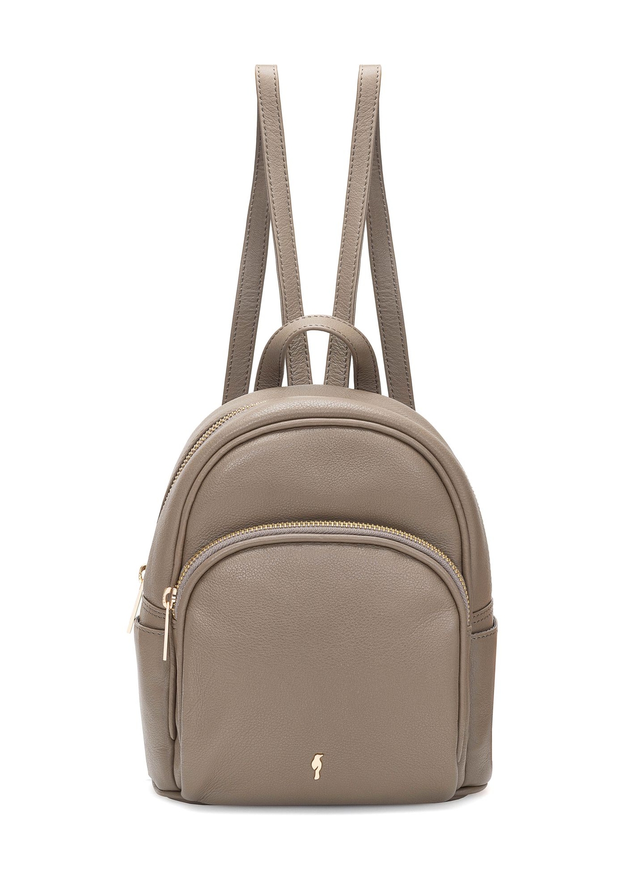 Dark beige leather women's backpack TORES-1089A-1K(W26) - front product view, on white background.
