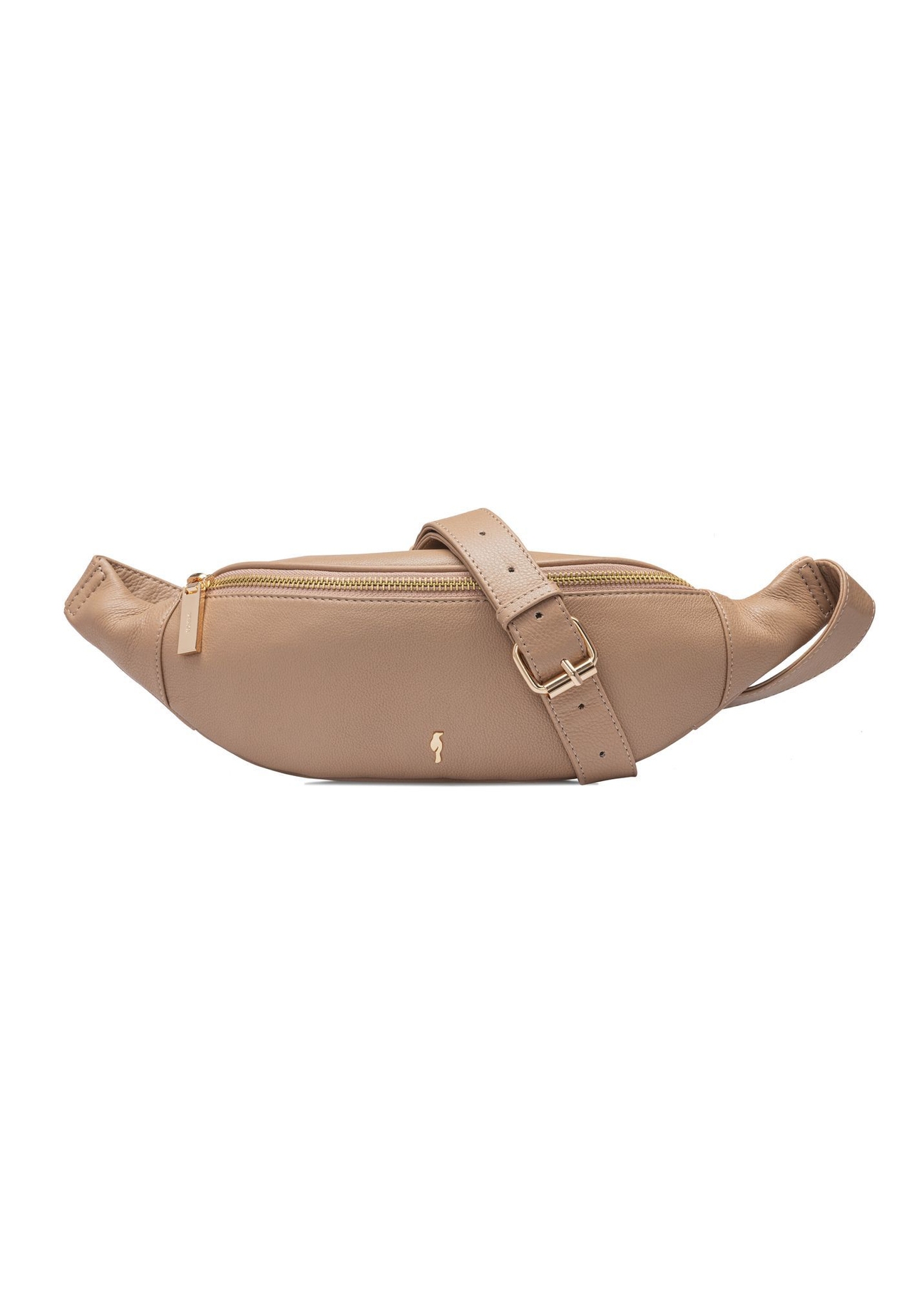 Beige leather women's waist bag TORES-0970F-1B(W26) - front product view on white background.