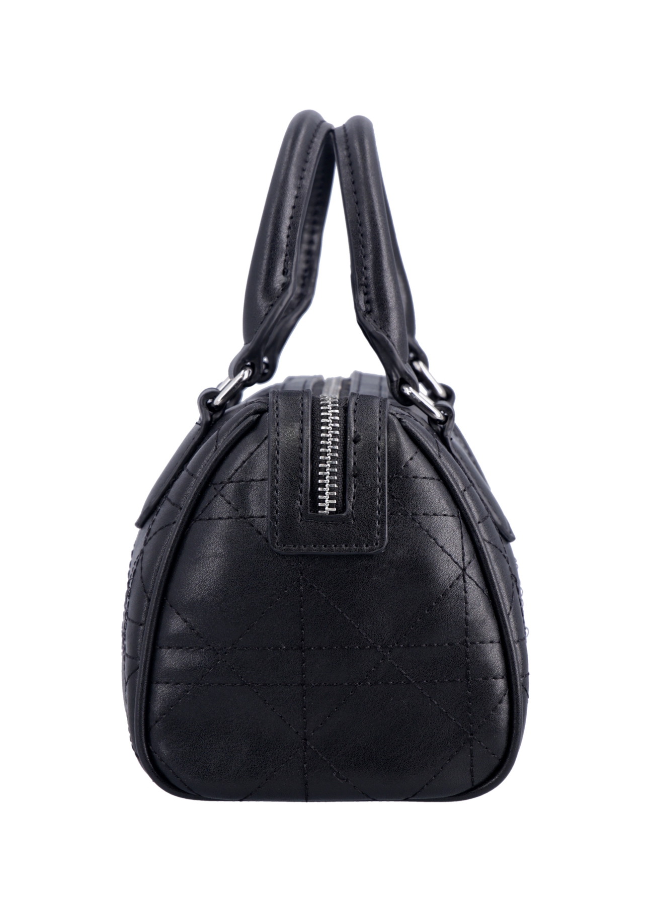 Black women's trunk handbag TOREC-1339-99(Z26), side view of the product on a white background.
