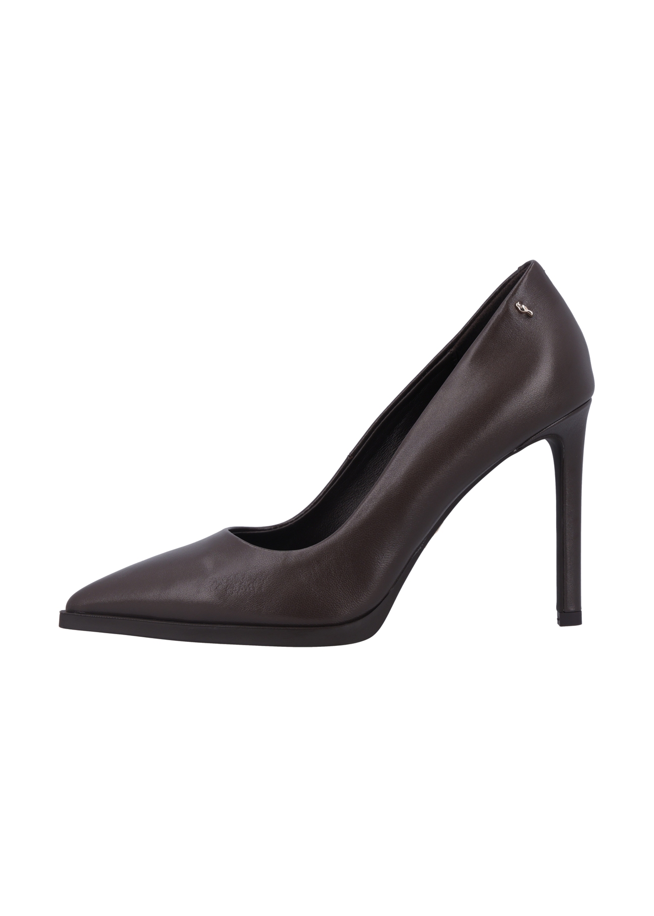 Brown leather women's high heels BUTYD-1217-1I(Z26), side product view on white background.