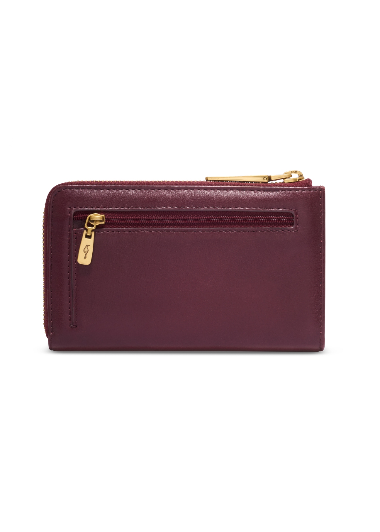 Burgundy women's leather wallet PORES-0997-4D(Z26), product view from the back on a light background.