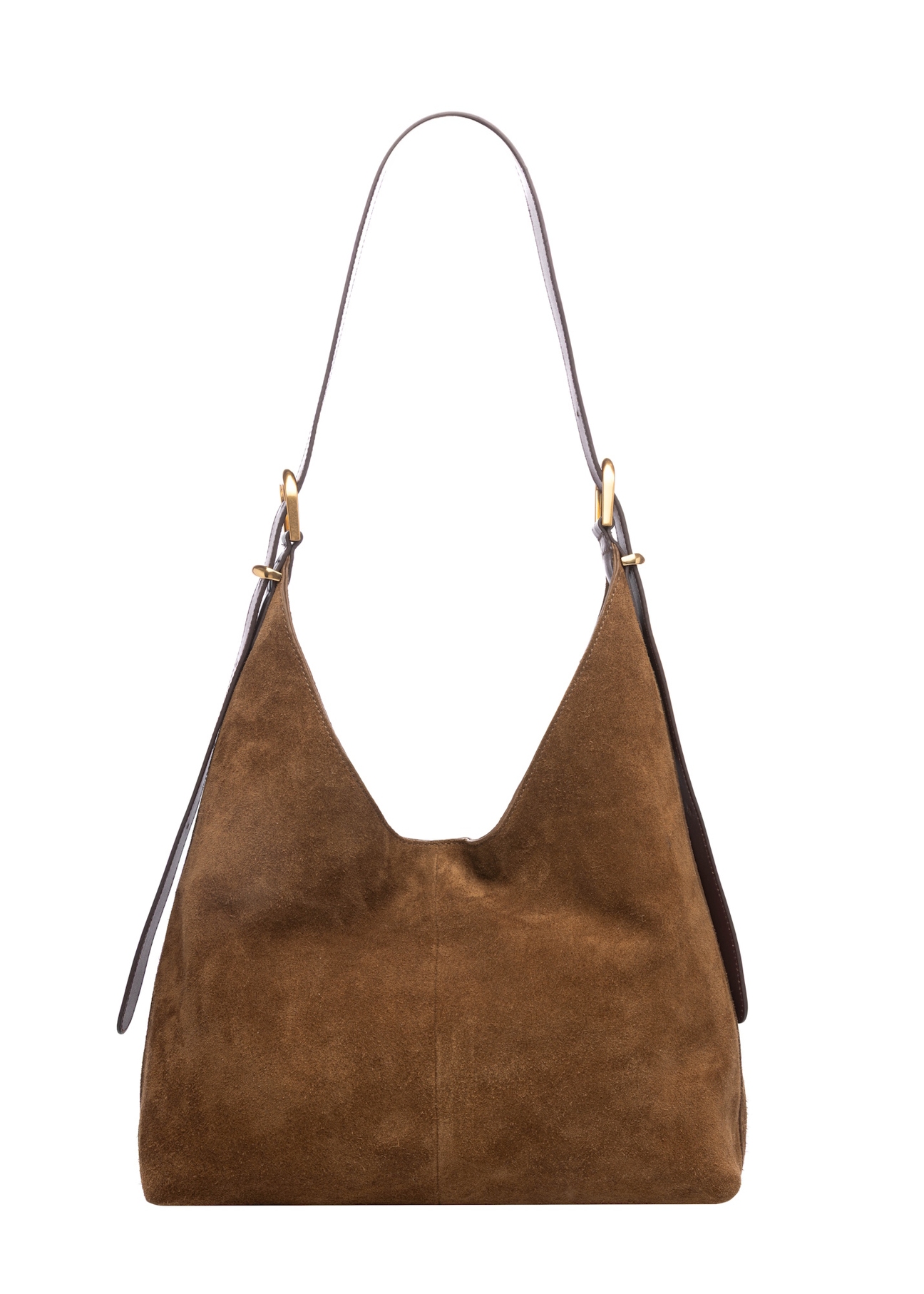 Brown leather women's handbag TORES-1302-1D(W26), product view from the back on a white background.