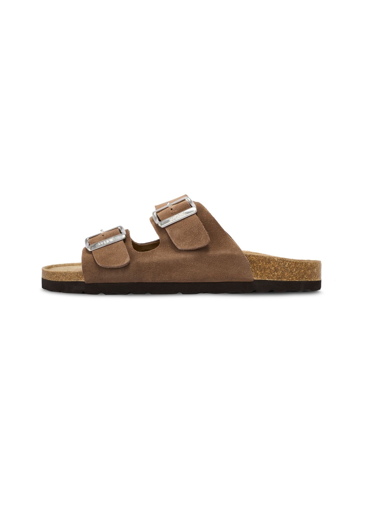 Men's leather flip-flops in camel color BUTYM-0495-1D(W26) - side view of the product, on a white background.