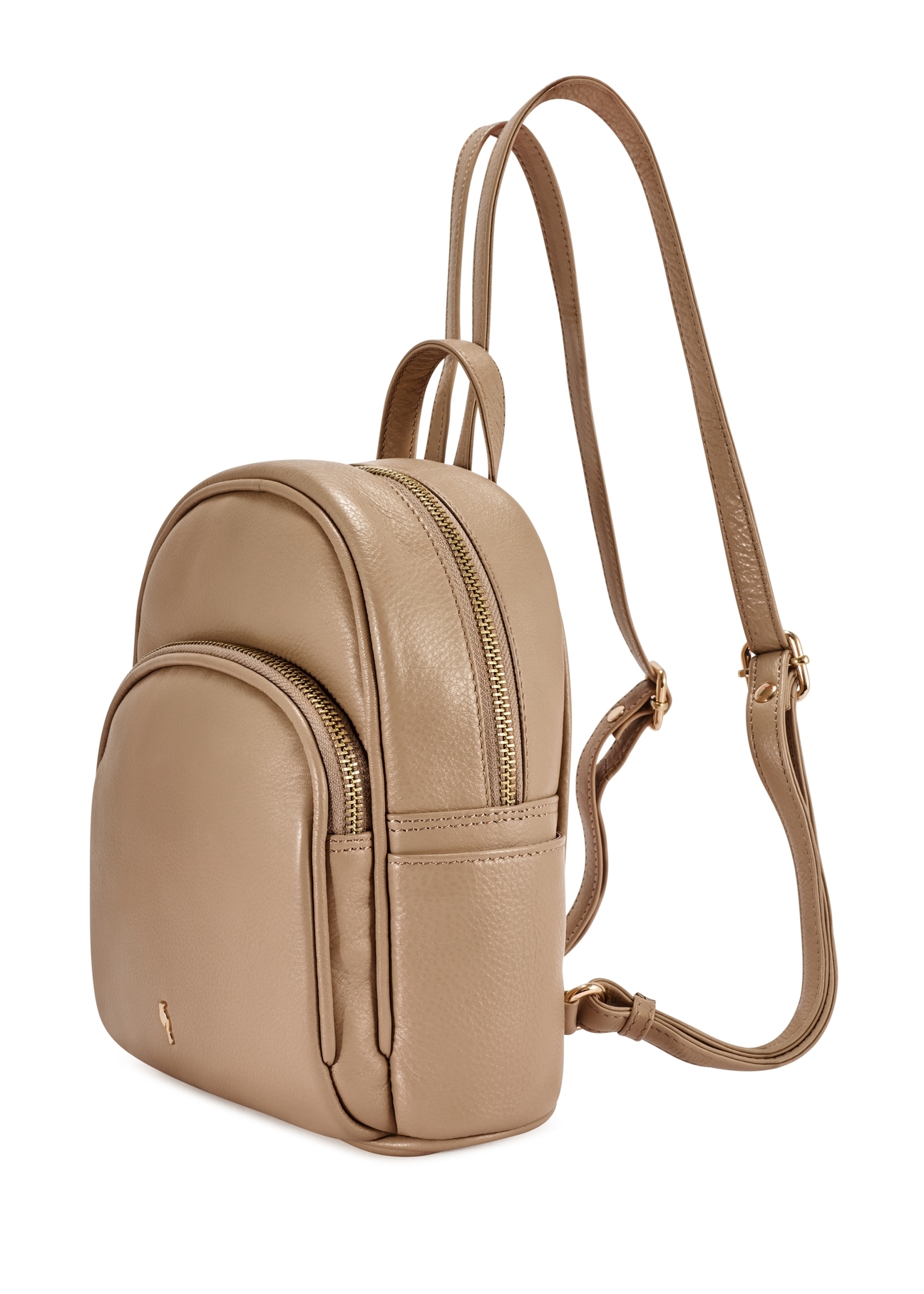 Beige leather women's backpack TORES-1089A-1B(W26)