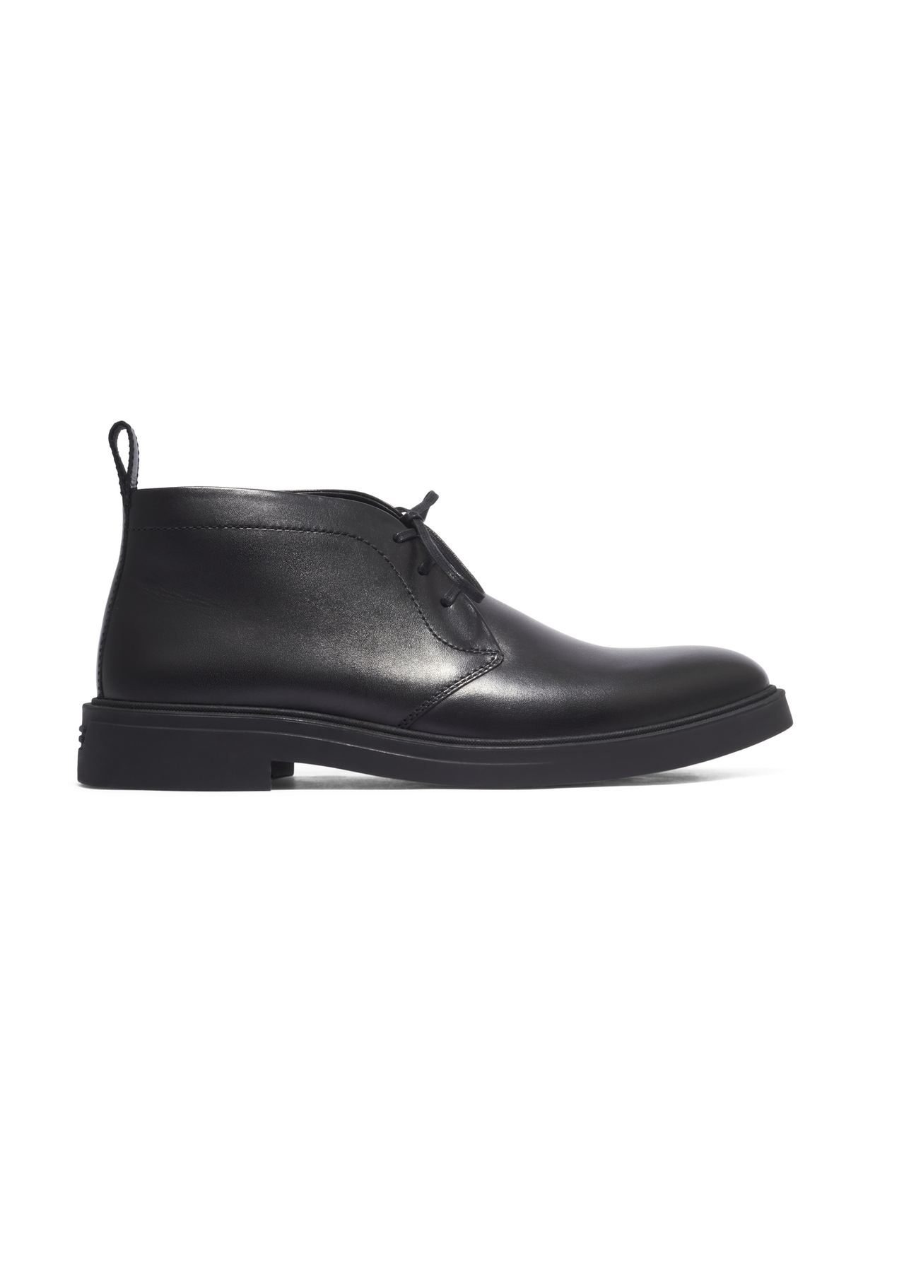 Men's black leather ankle boots BUTYM-0575-99(Z26), side view of the product on a white background.