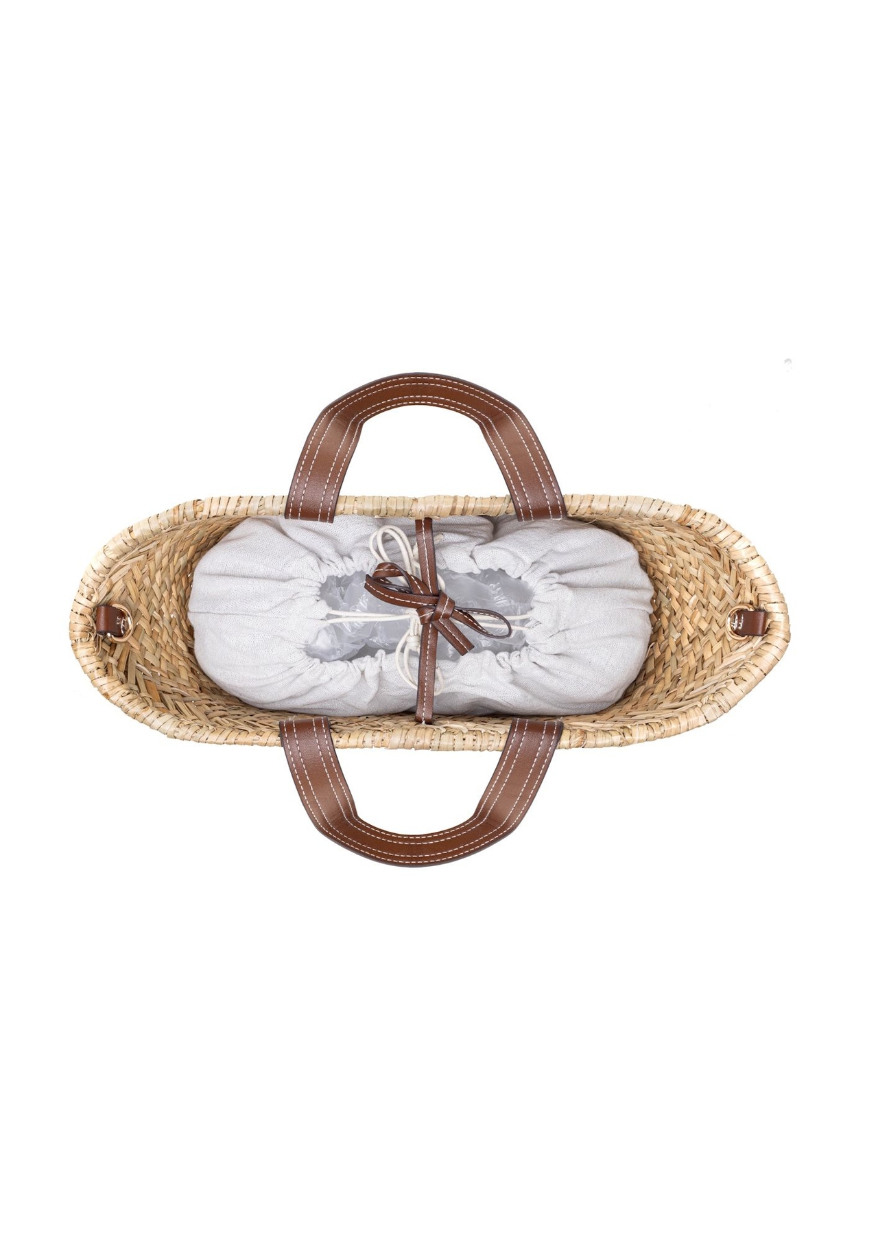 Straw women's basket bag TOREC-0945A-25(W25), product view inside on white background.